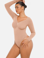 MyCurve Seamless Long Sleeve Tummy Control Thong Bodysuit