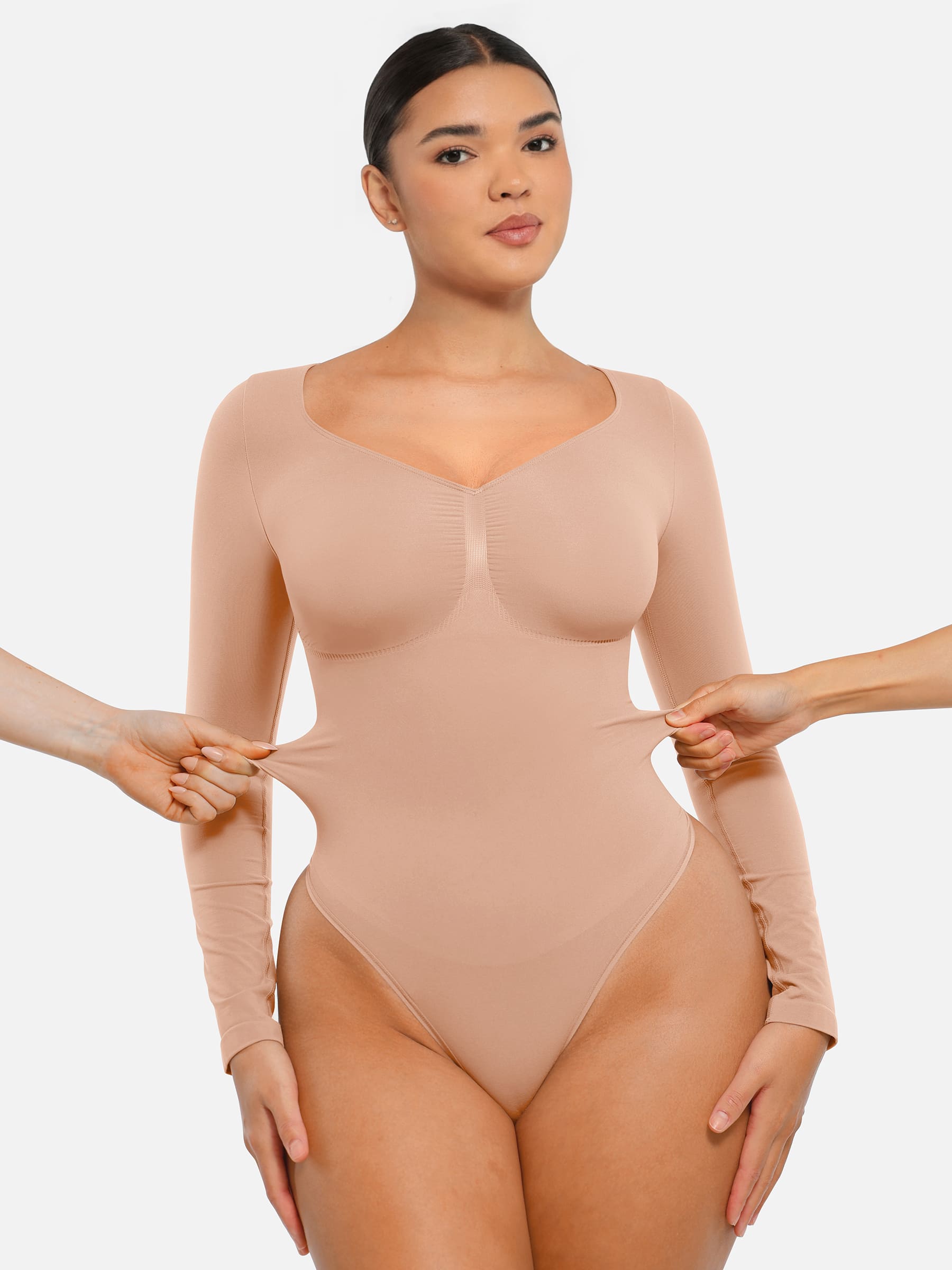 MyCurve Seamless Long Sleeve Tummy Control Thong Bodysuit