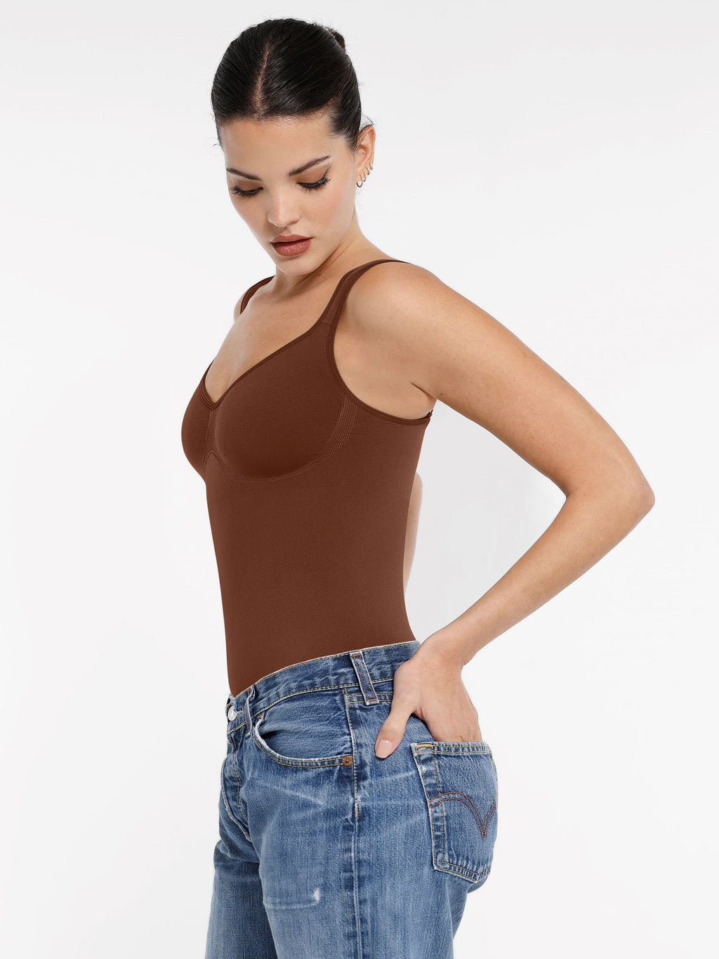 Body de tanga con escote de diamante moldeador sin costuras MyCurve