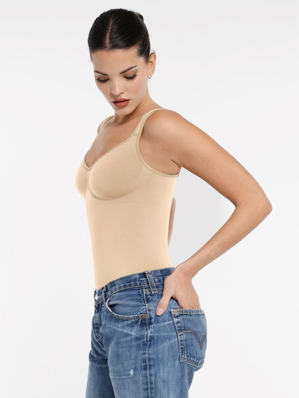 Body de tanga con escote de diamante moldeador sin costuras MyCurve