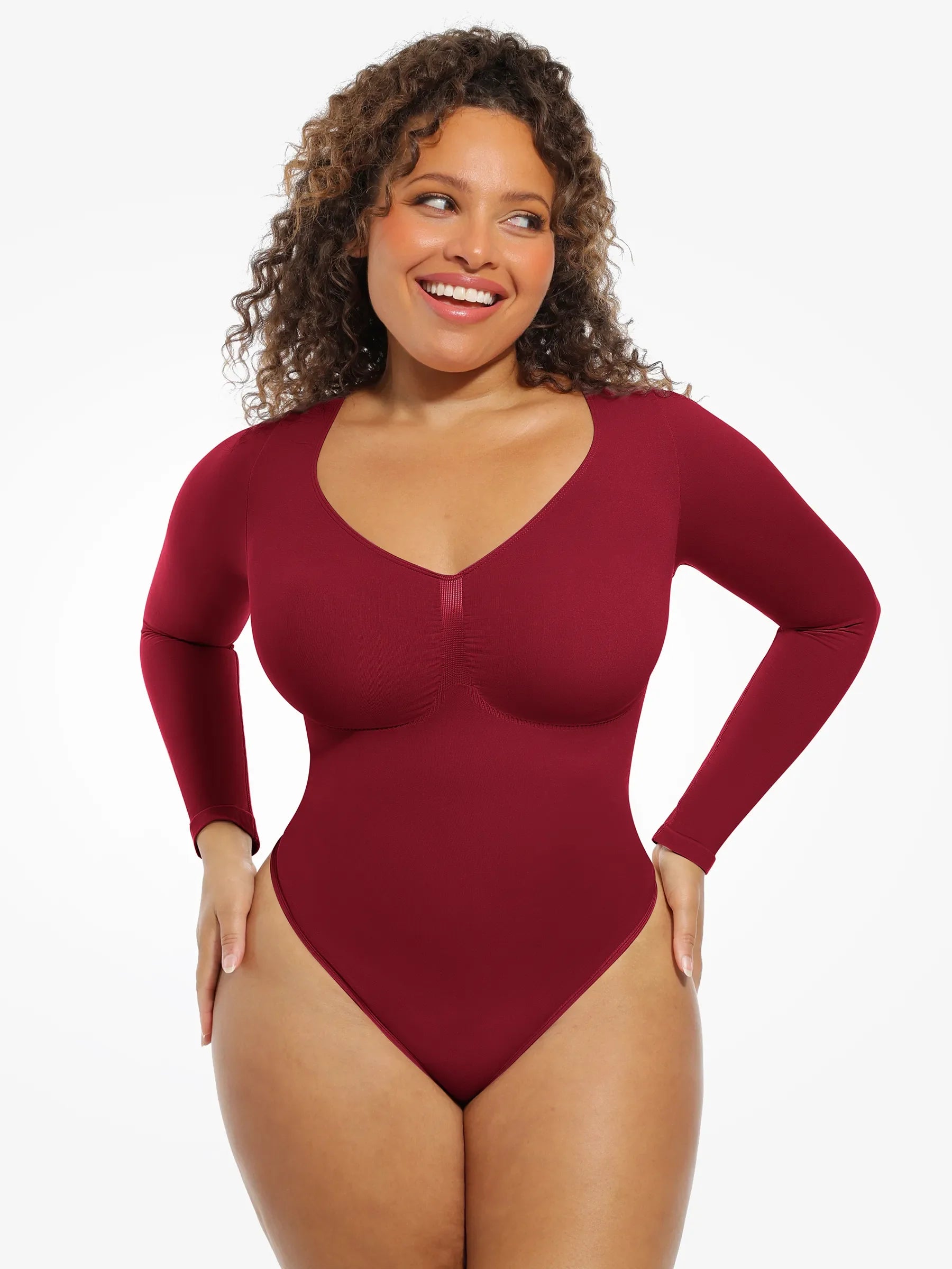 MyCurve Seamless Supportive Long Sleeve Tummy Control Bodysuit