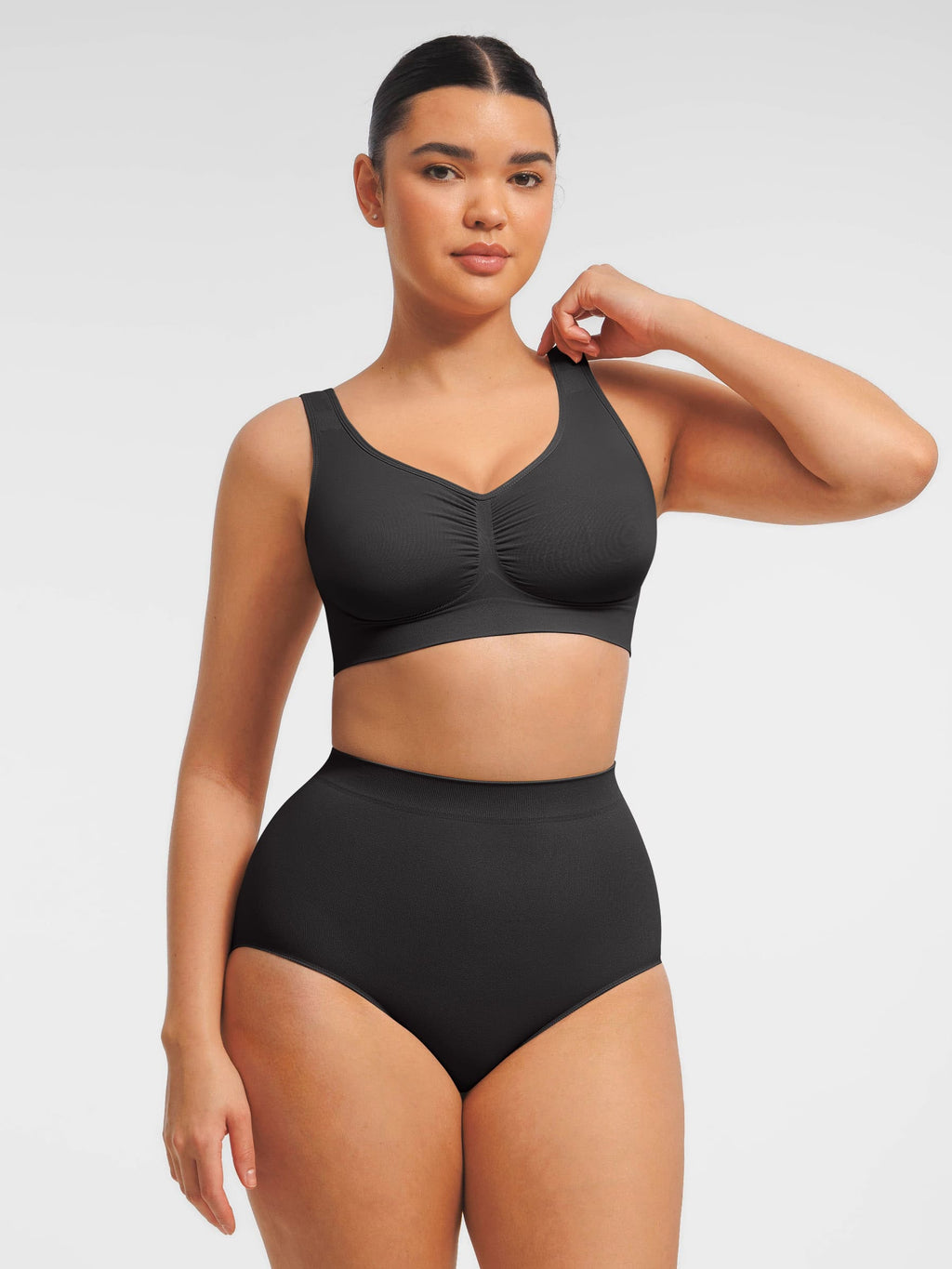 Conjunto de sujetador de tirantes anchos sin costuras y braguita moldeadora de abdomen sin costuras MyCurve