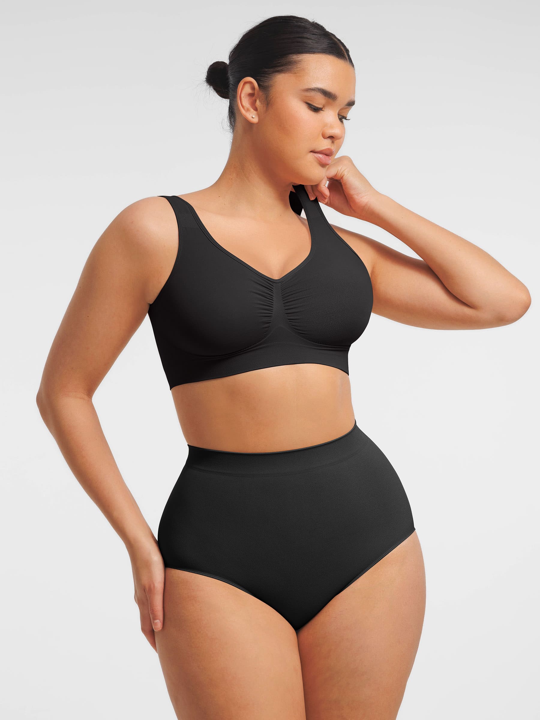 Conjunto de sujetador de tirantes anchos sin costuras y braguita moldeadora de abdomen sin costuras MyCurve