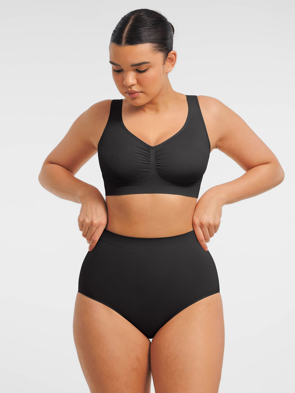 Conjunto de sujetador de tirantes anchos sin costuras y braguita moldeadora de abdomen sin costuras MyCurve