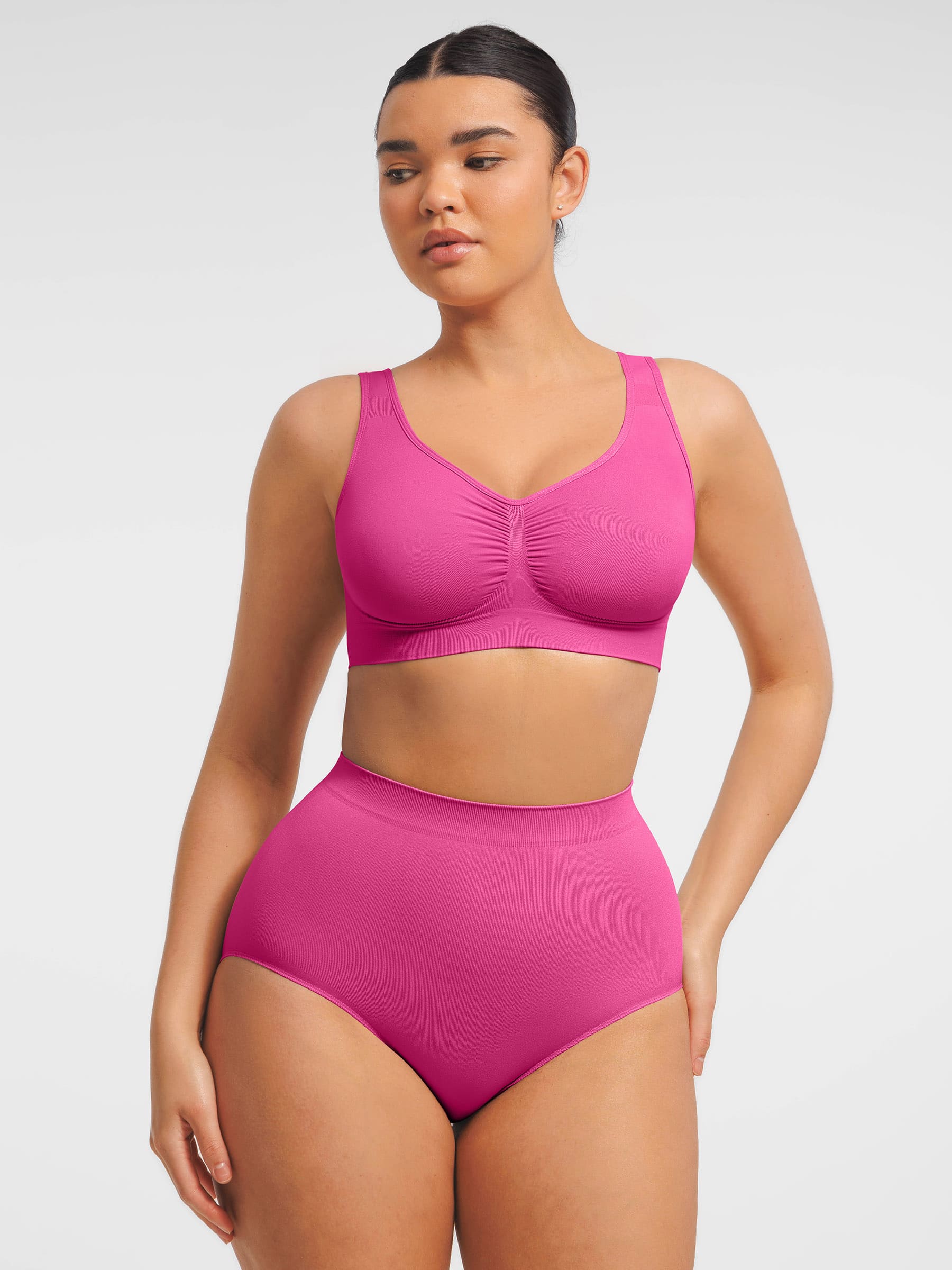 Conjunto de sujetador de tirantes anchos sin costuras y braguita moldeadora de abdomen sin costuras MyCurve