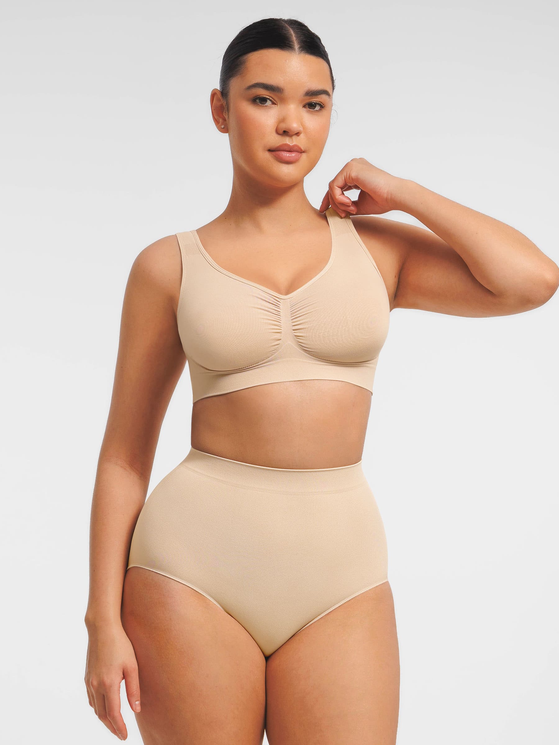 Conjunto de sujetador de tirantes anchos sin costuras y braguita moldeadora de abdomen sin costuras MyCurve