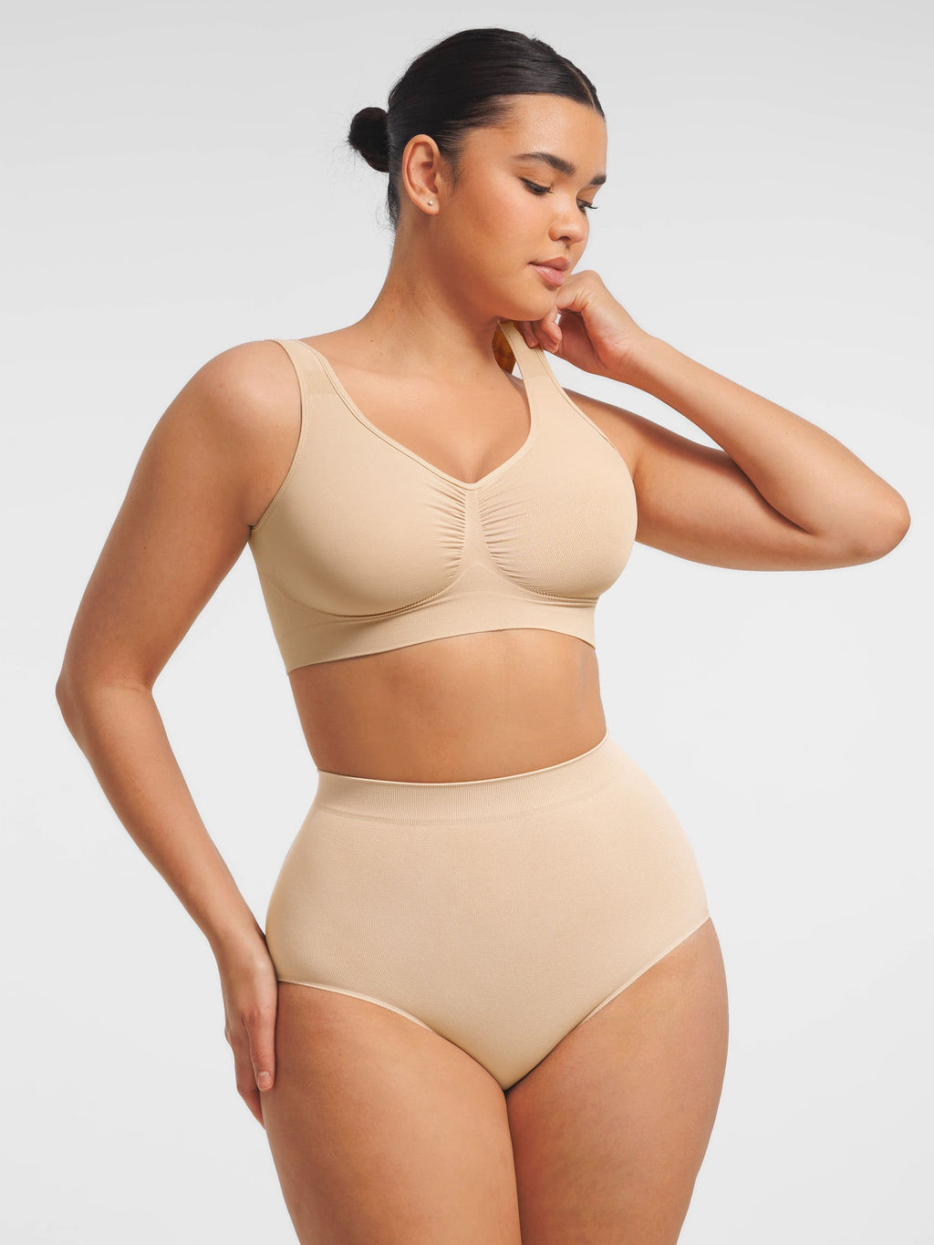 Conjunto de sujetador de tirantes anchos sin costuras y braguita moldeadora de abdomen sin costuras MyCurve