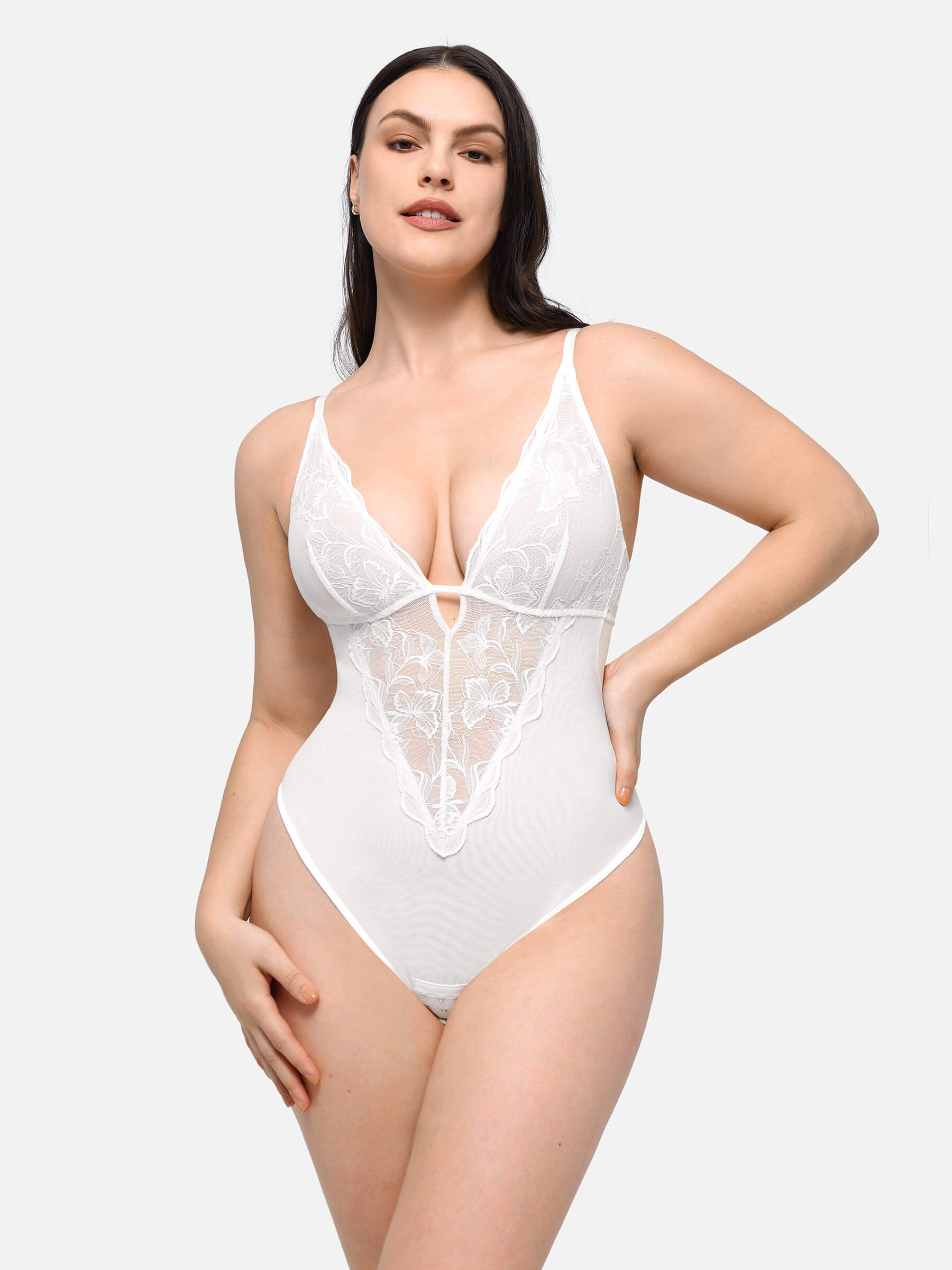 MyCurve Lace Shapewear Thong Shaping Bodysuit
