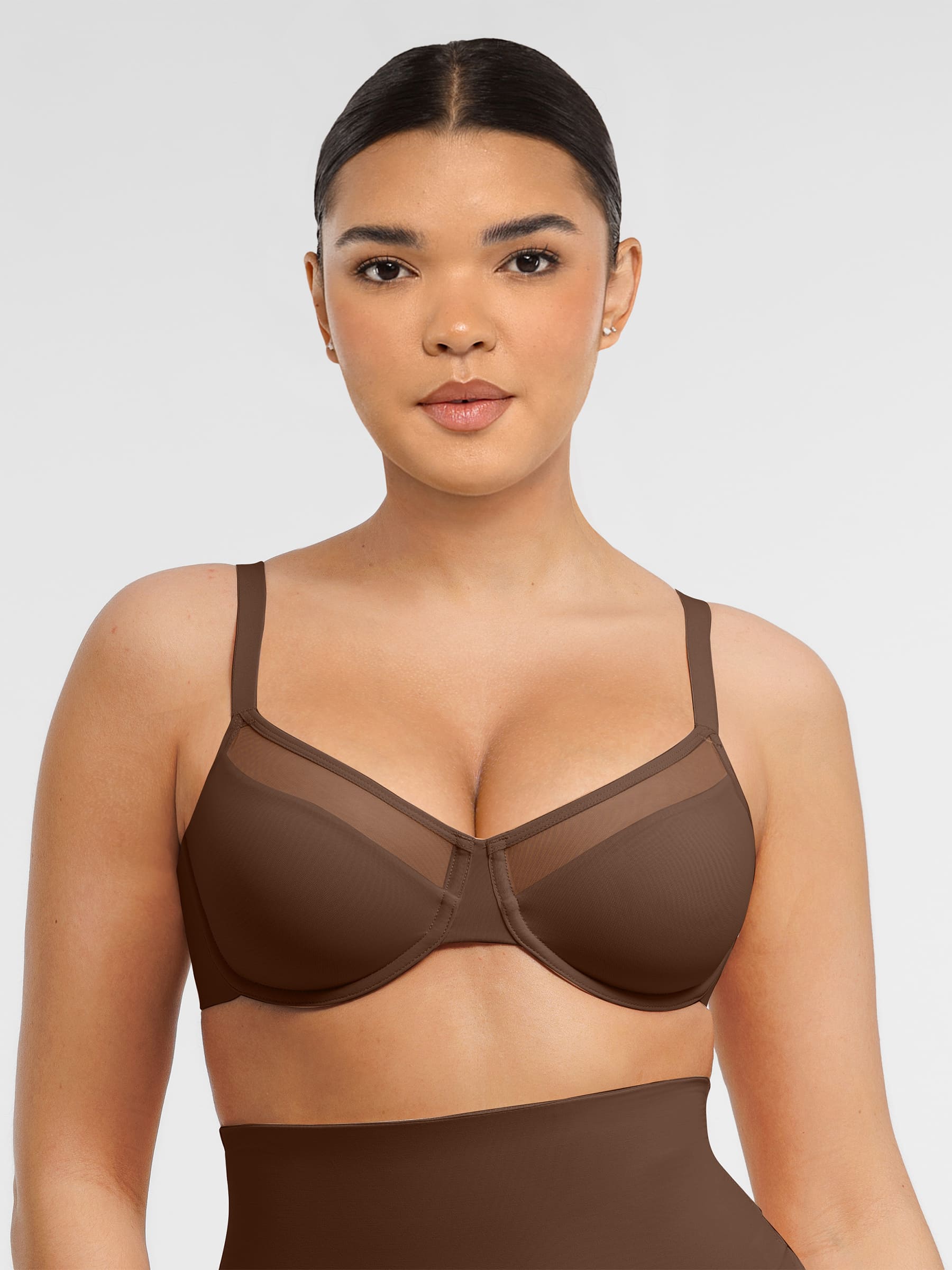 MyCurve Sheer Mesh Full Coverage Unpadded Underwire Bra