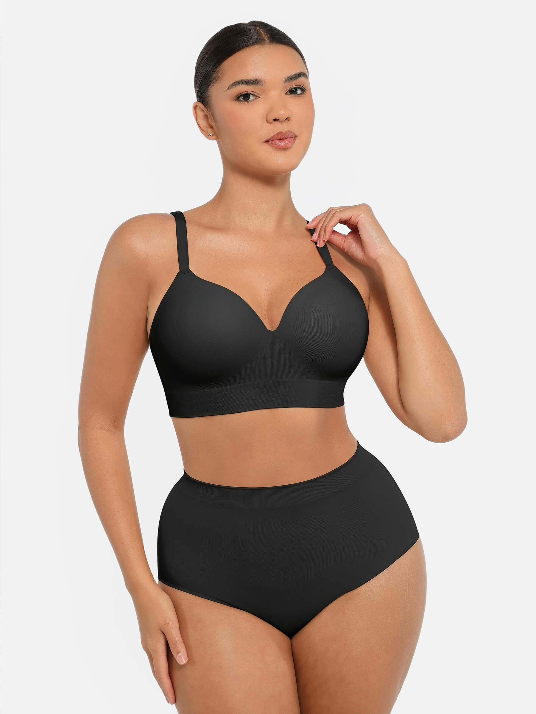 Conjunto de sujetador push-up inalámbrico y braguita sin costuras con control de abdomen MyCurve
