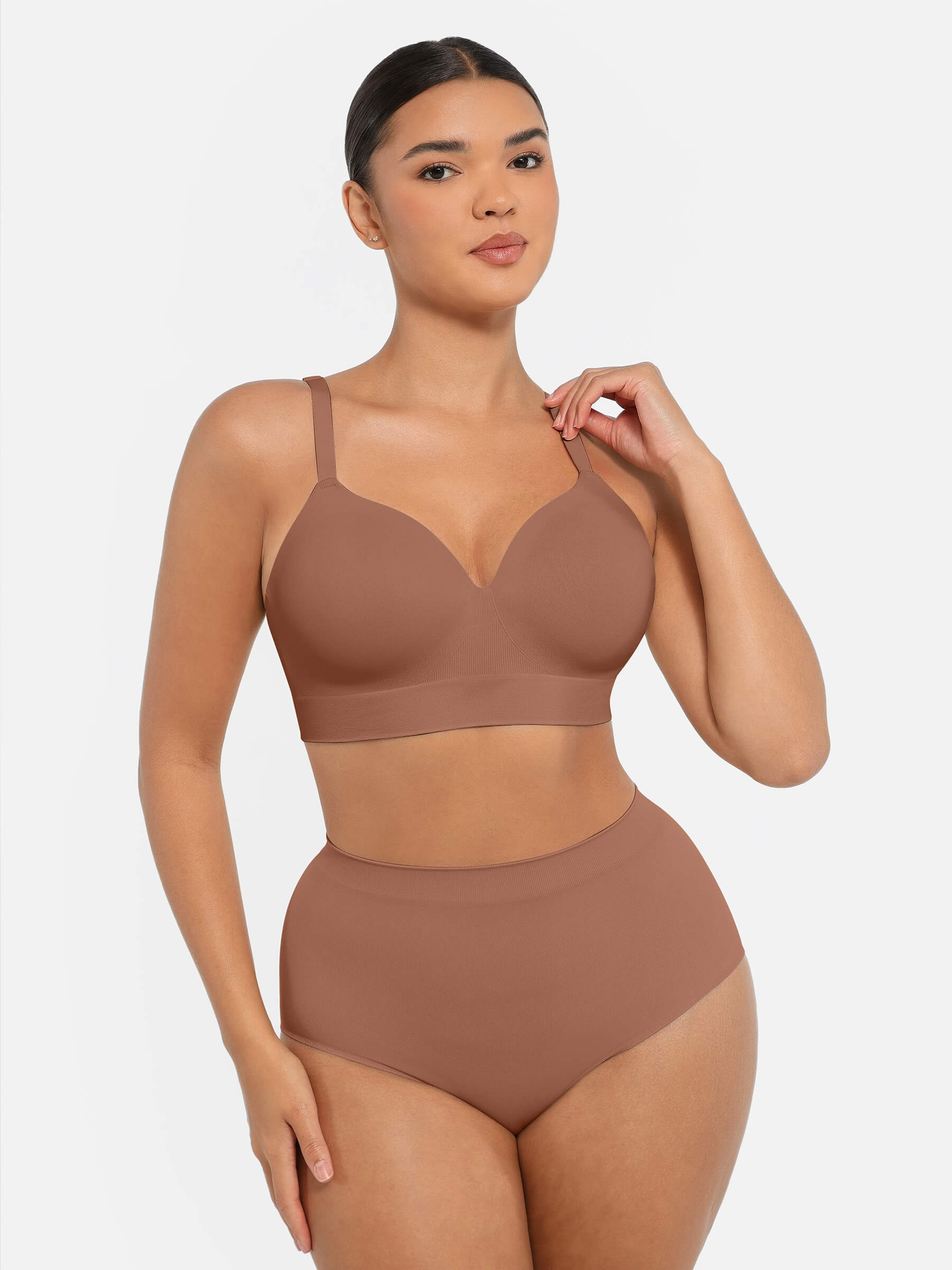 Ensemble MyCurve soutien-gorge push-up sans armatures & culotte gainante taille haute sans coutures