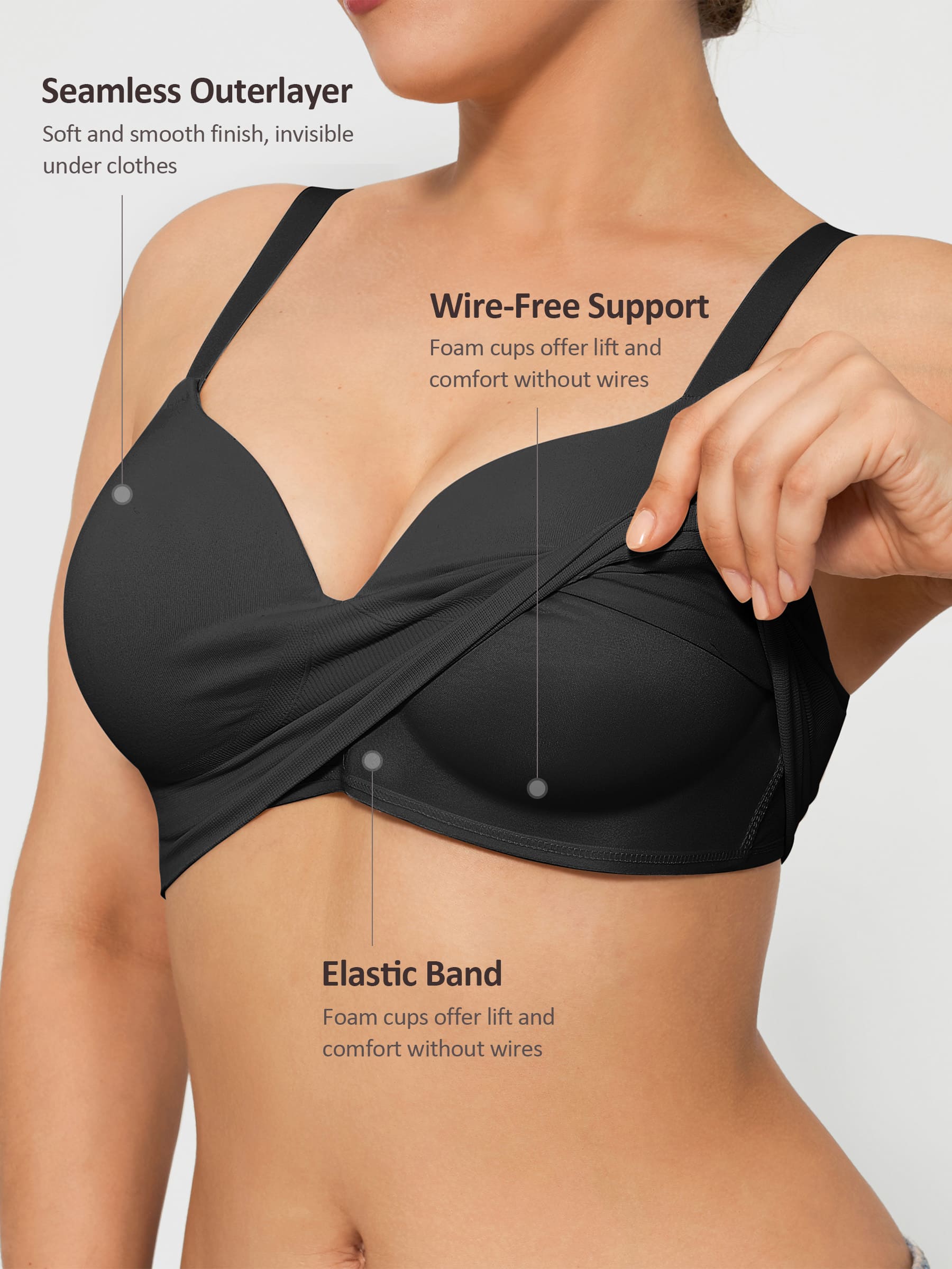 Lot de soutiens-gorge MyCurve sans armatures, push‑up, confort, couvrance totale, sans coutures