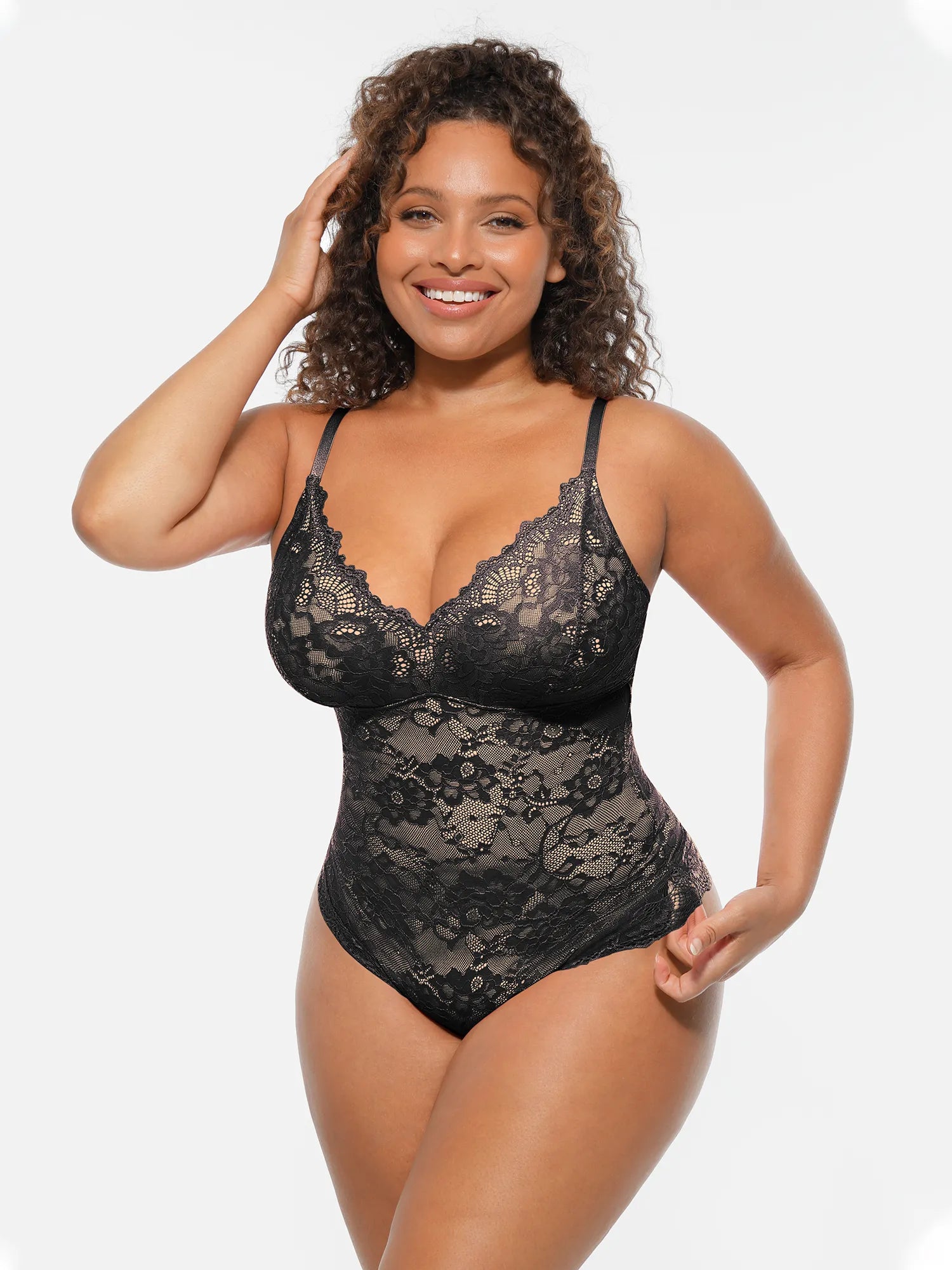 Body de cuerpo entero con escote en V y encaje MyCurve