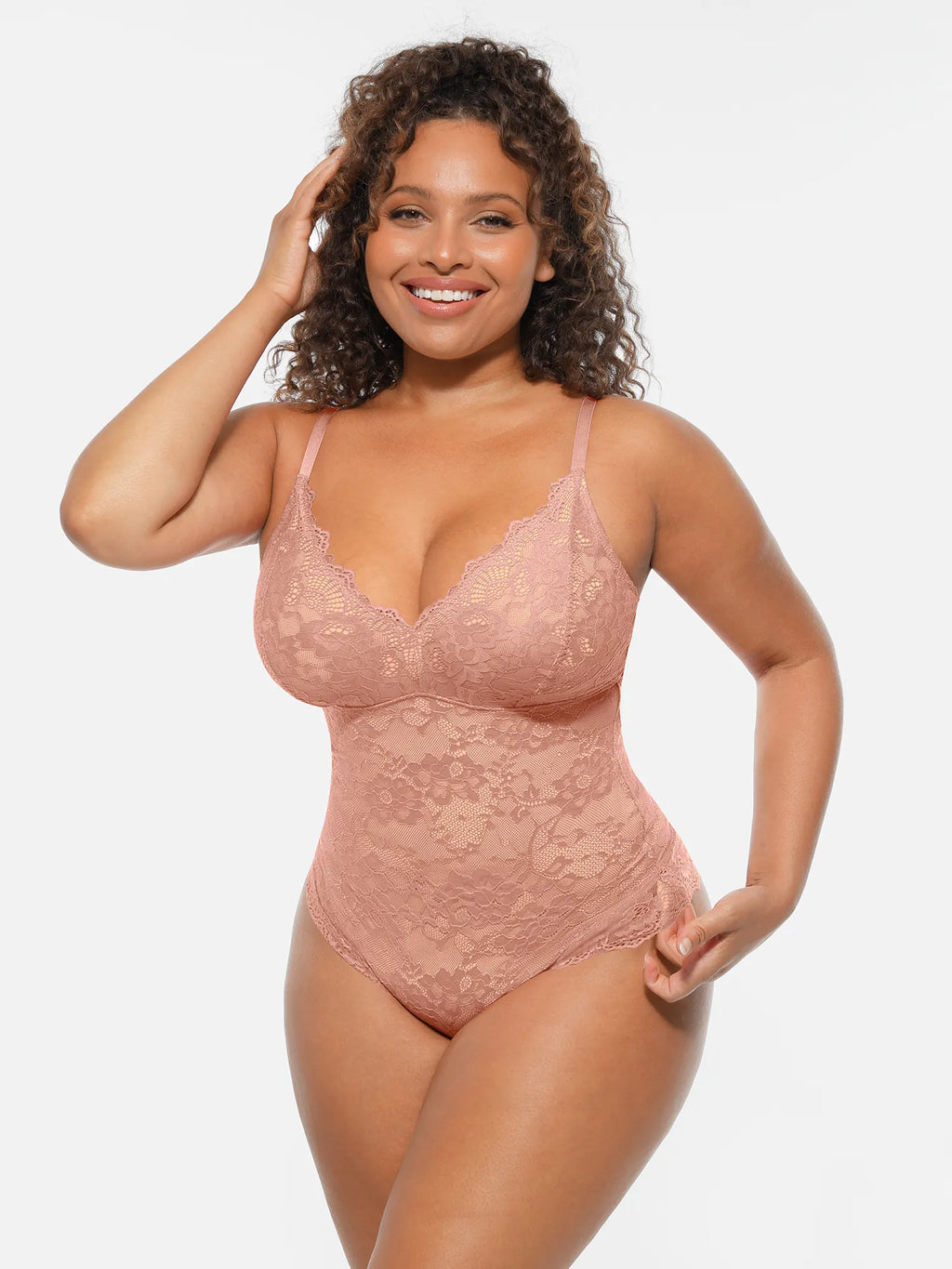 Body de cuerpo entero con escote en V y encaje MyCurve