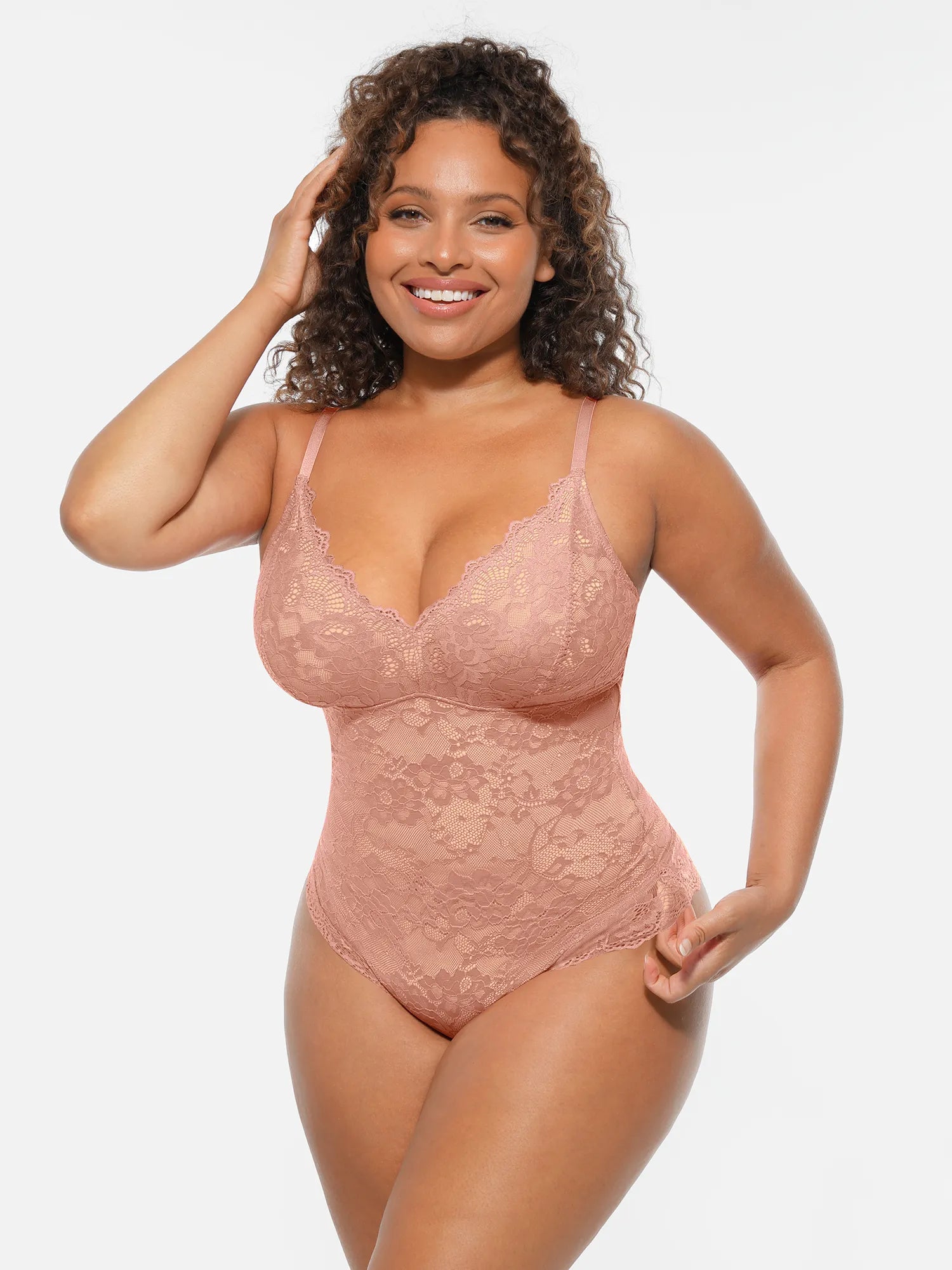 Body de cuerpo entero con escote en V y encaje MyCurve