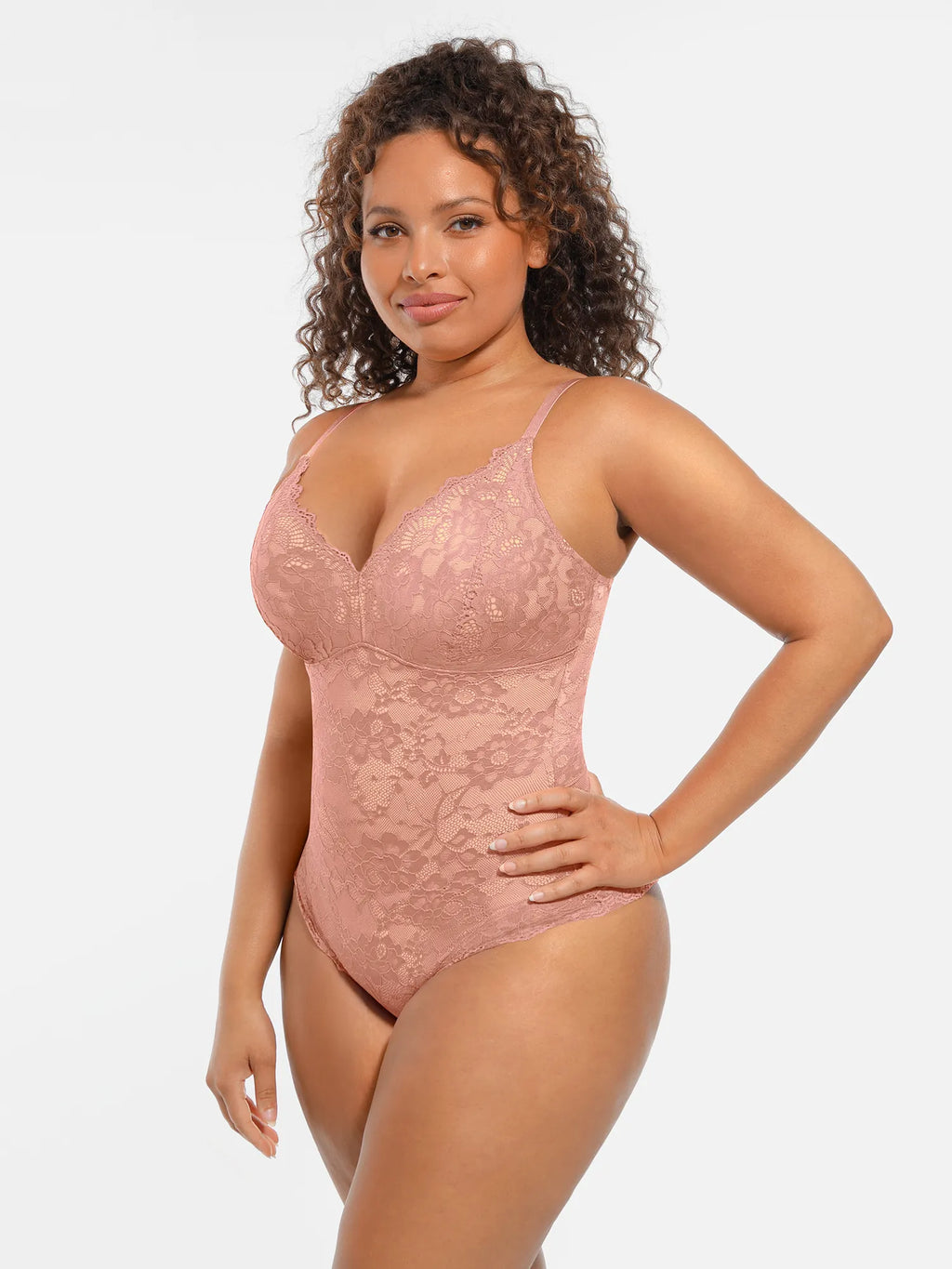 Body de cuerpo entero con escote en V y encaje MyCurve