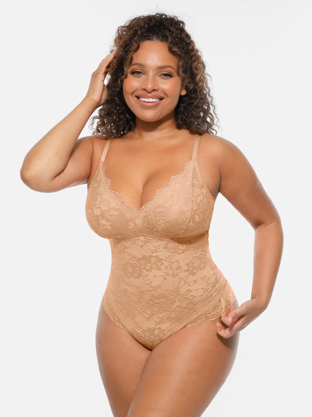 Body de cuerpo entero con escote en V y encaje MyCurve