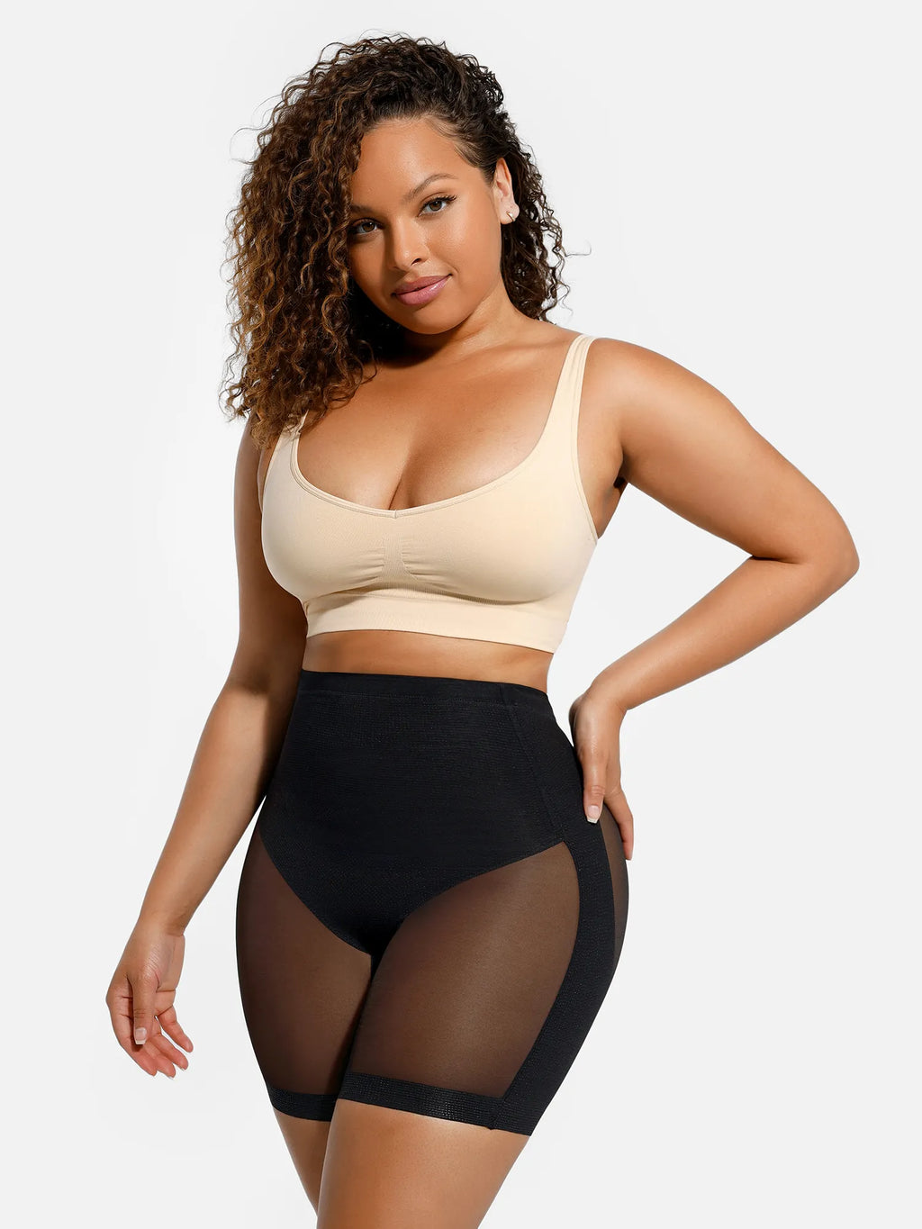 Conjunto de body y pantalones cortos de malla con control de abdomen MyCurve