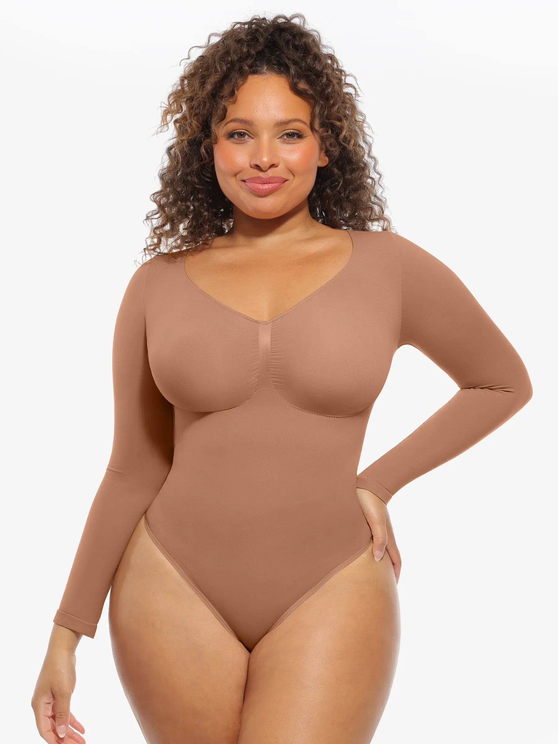 MyCurve Seamless Supportive Long Sleeve Tummy Control Bodysuit