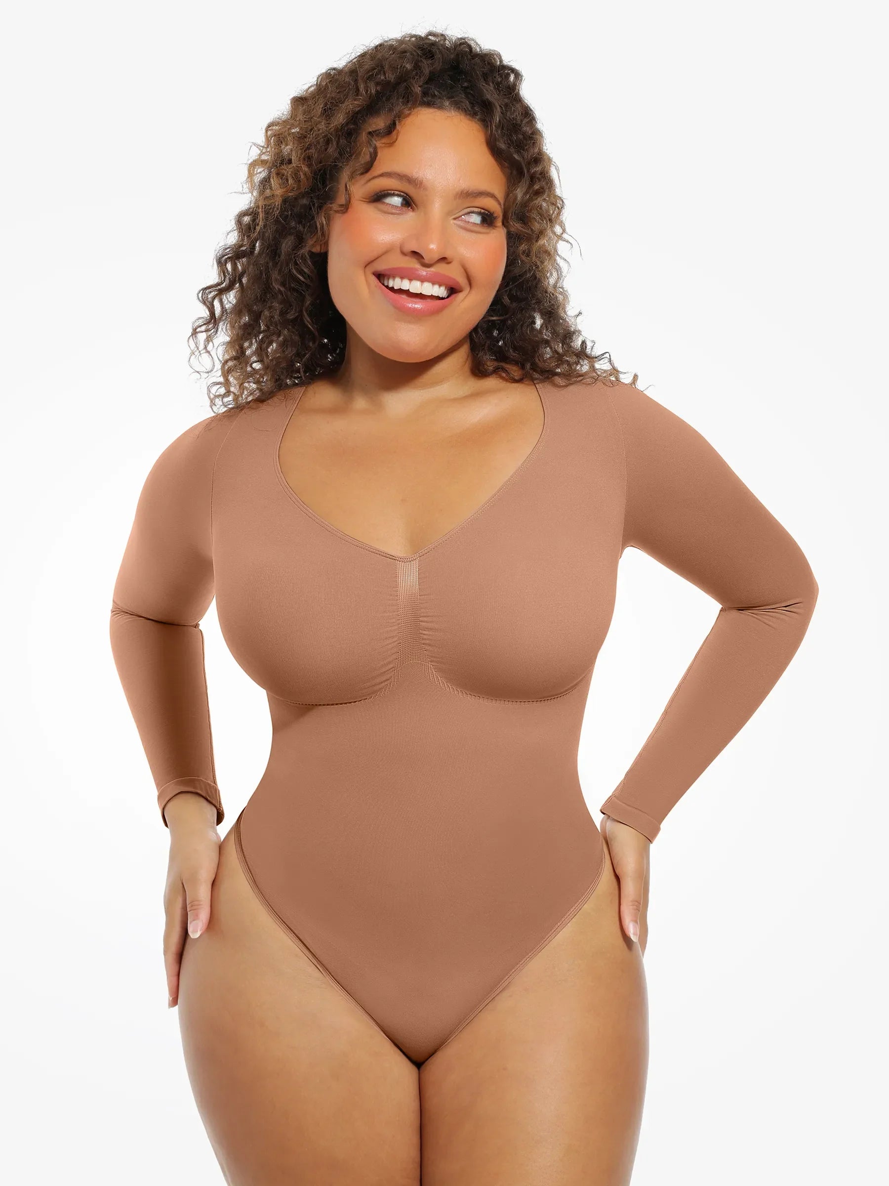 MyCurve Seamless Supportive Long Sleeve Tummy Control Bodysuit