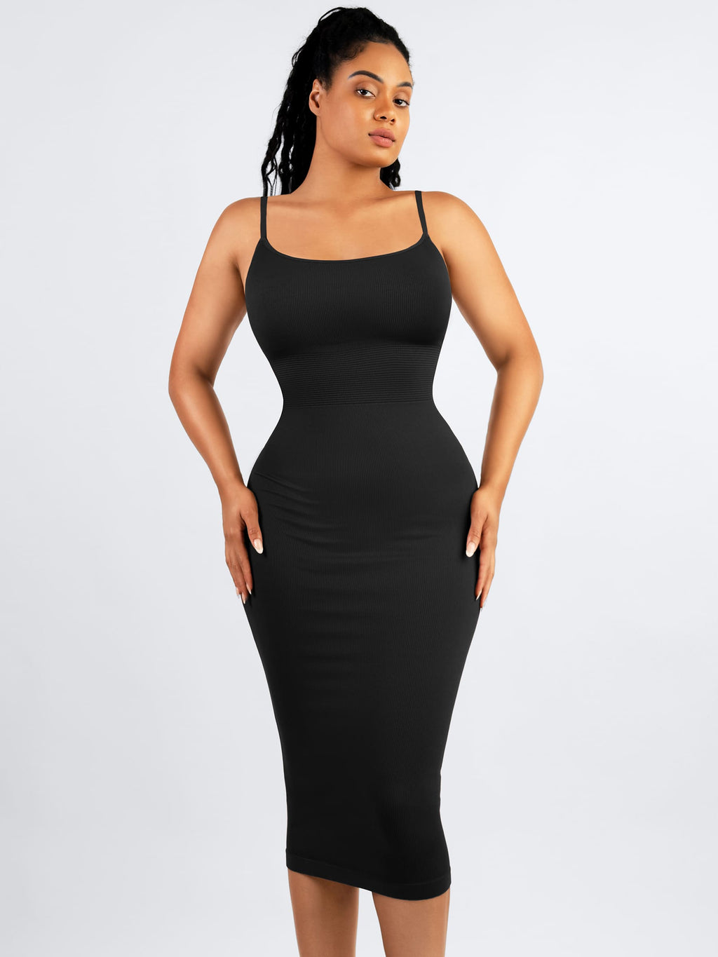 MyCurve Seamless Shaping Slip Dress with Built-In Bra and Adjustable Straps