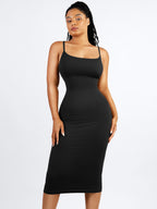 MyCurve Seamless Shaping Slip Dress with Built-In Bra and Adjustable Straps