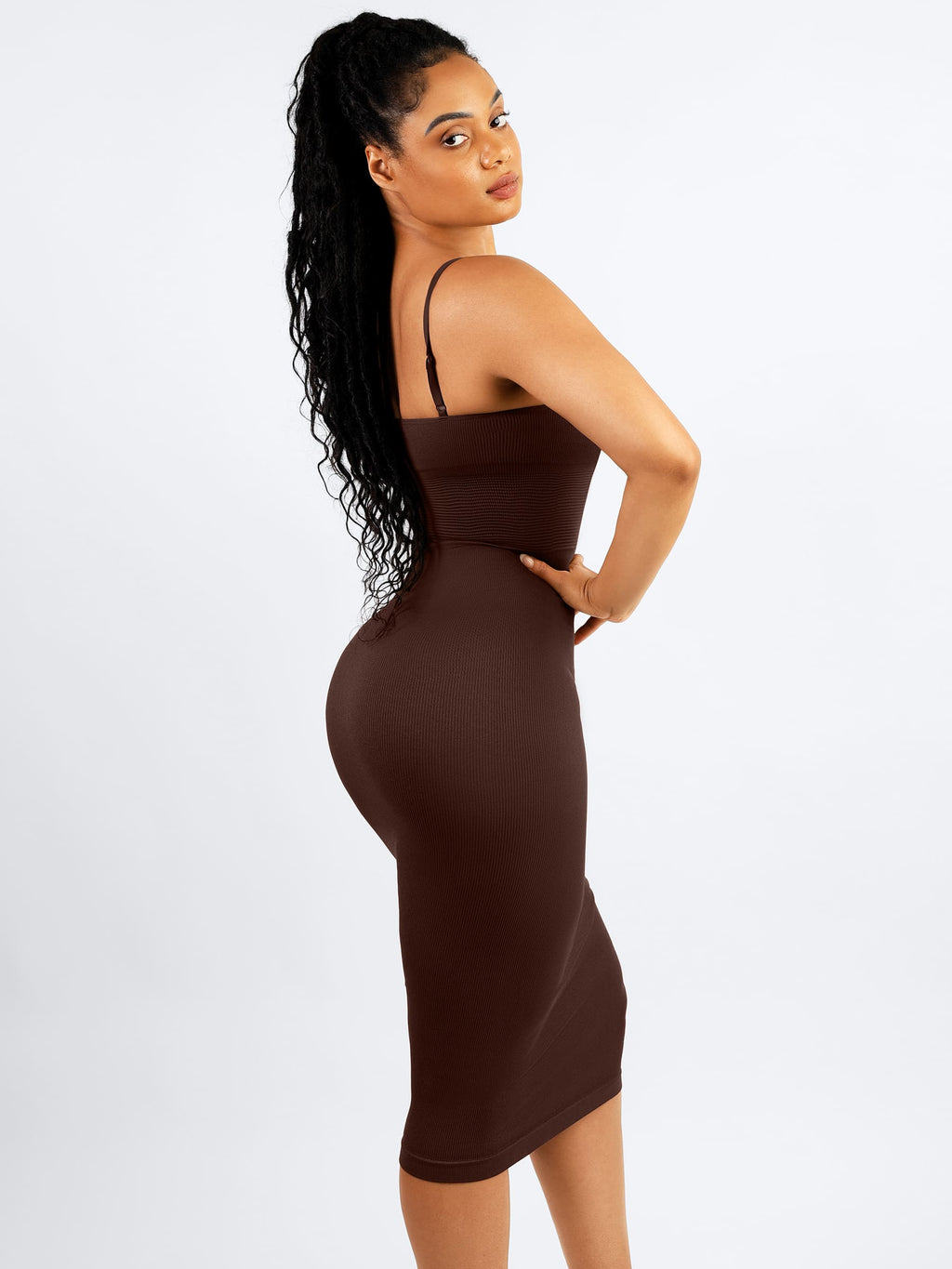 MyCurve Seamless Shaping Slip Dress with Built-In Bra and Adjustable Straps