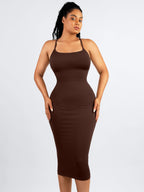 MyCurve Seamless Shaping Slip Dress with Built-In Bra and Adjustable Straps