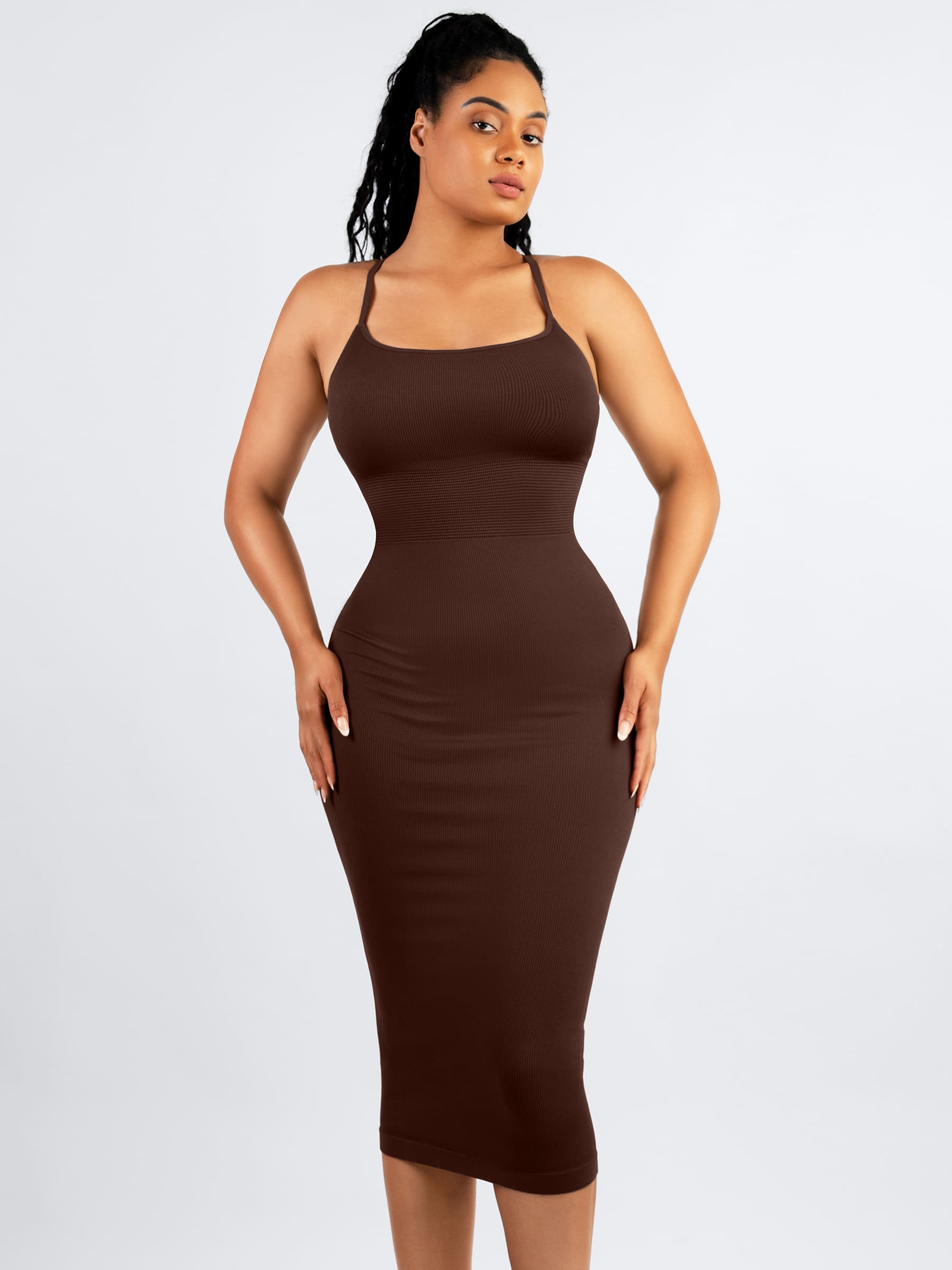 MyCurve Seamless Shaping Slip Dress with Built-In Bra and Adjustable Straps