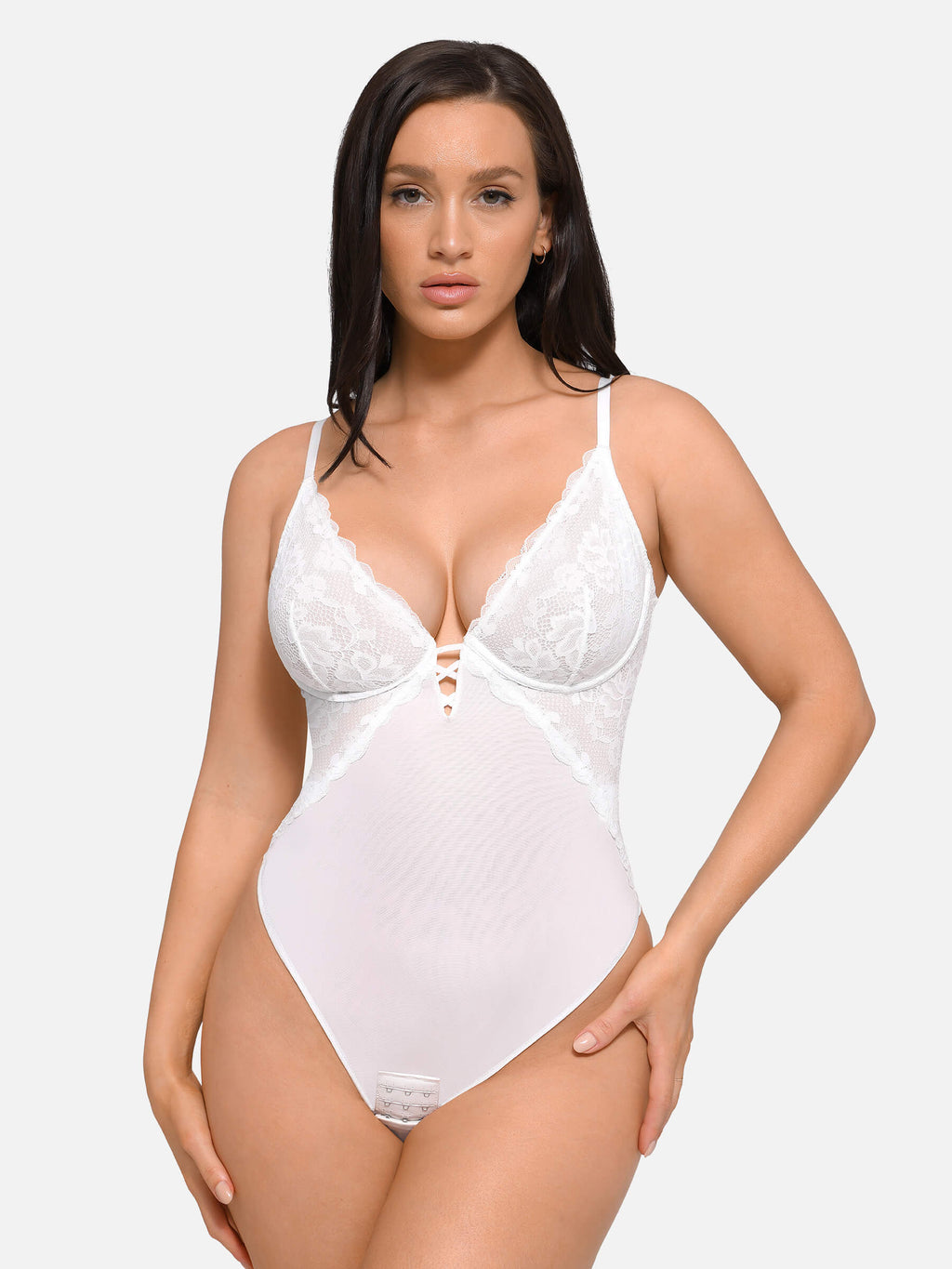 Body moldeador de encaje elegante con escote en V de MyCurve 