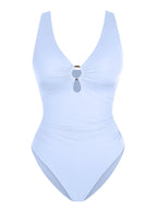 Traje de baño moldeador con fruncido y aro metálico en V profundo MyCurve