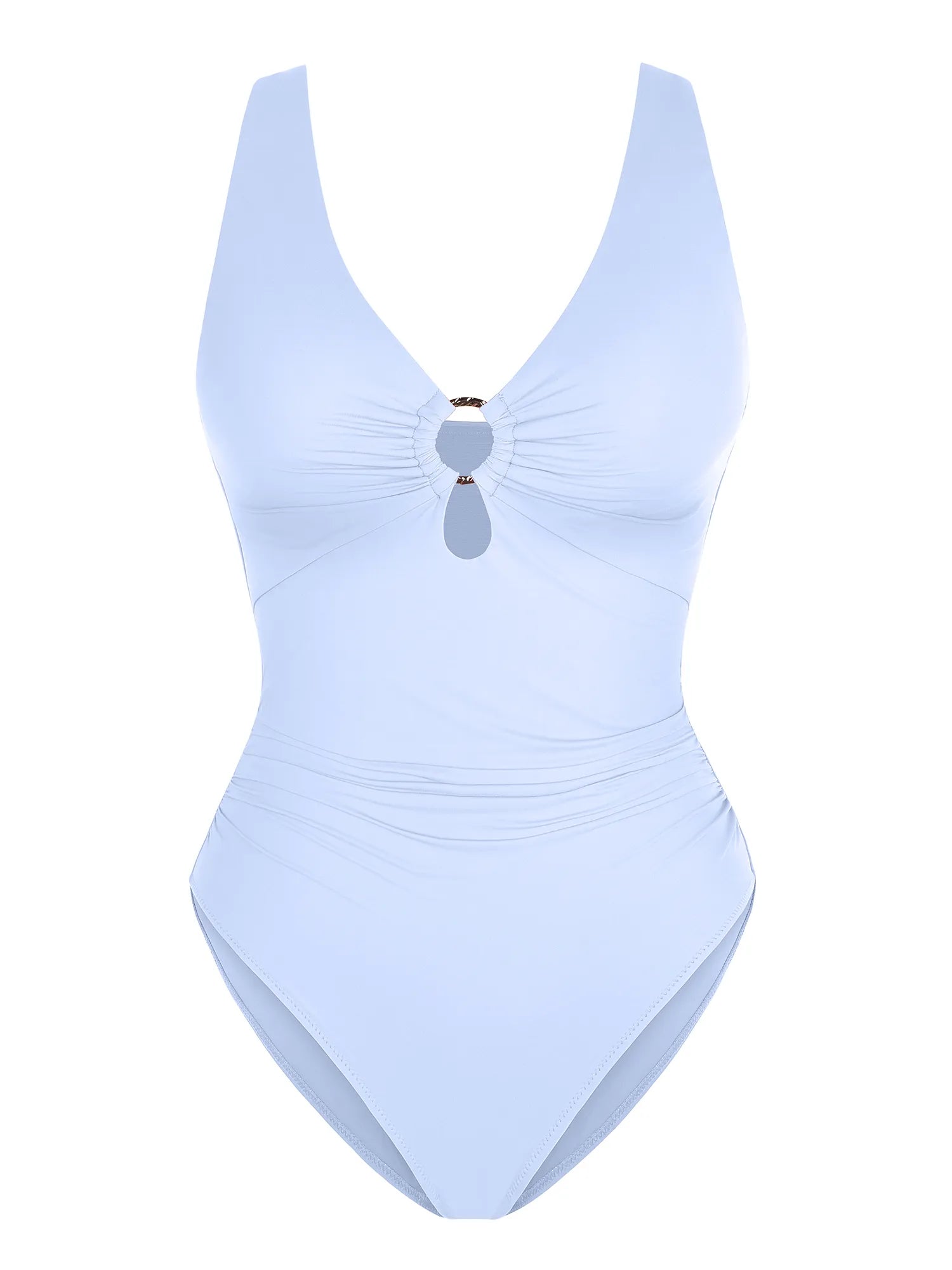 Traje de baño moldeador con fruncido y aro metálico en V profundo MyCurve