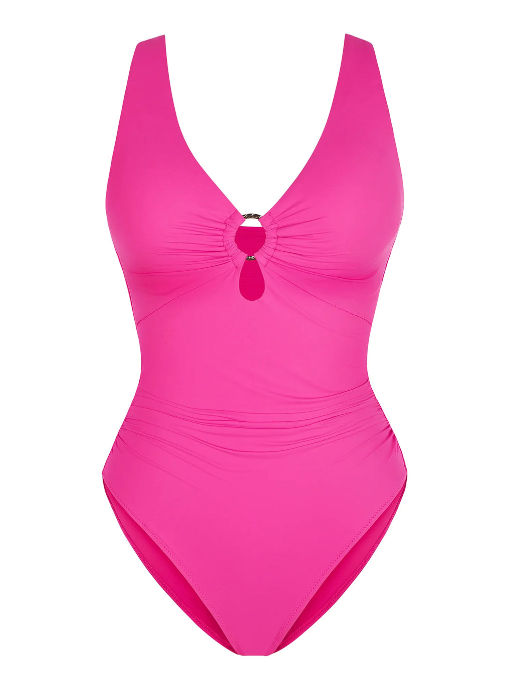 Traje de baño moldeador con fruncido y aro metálico en V profundo MyCurve