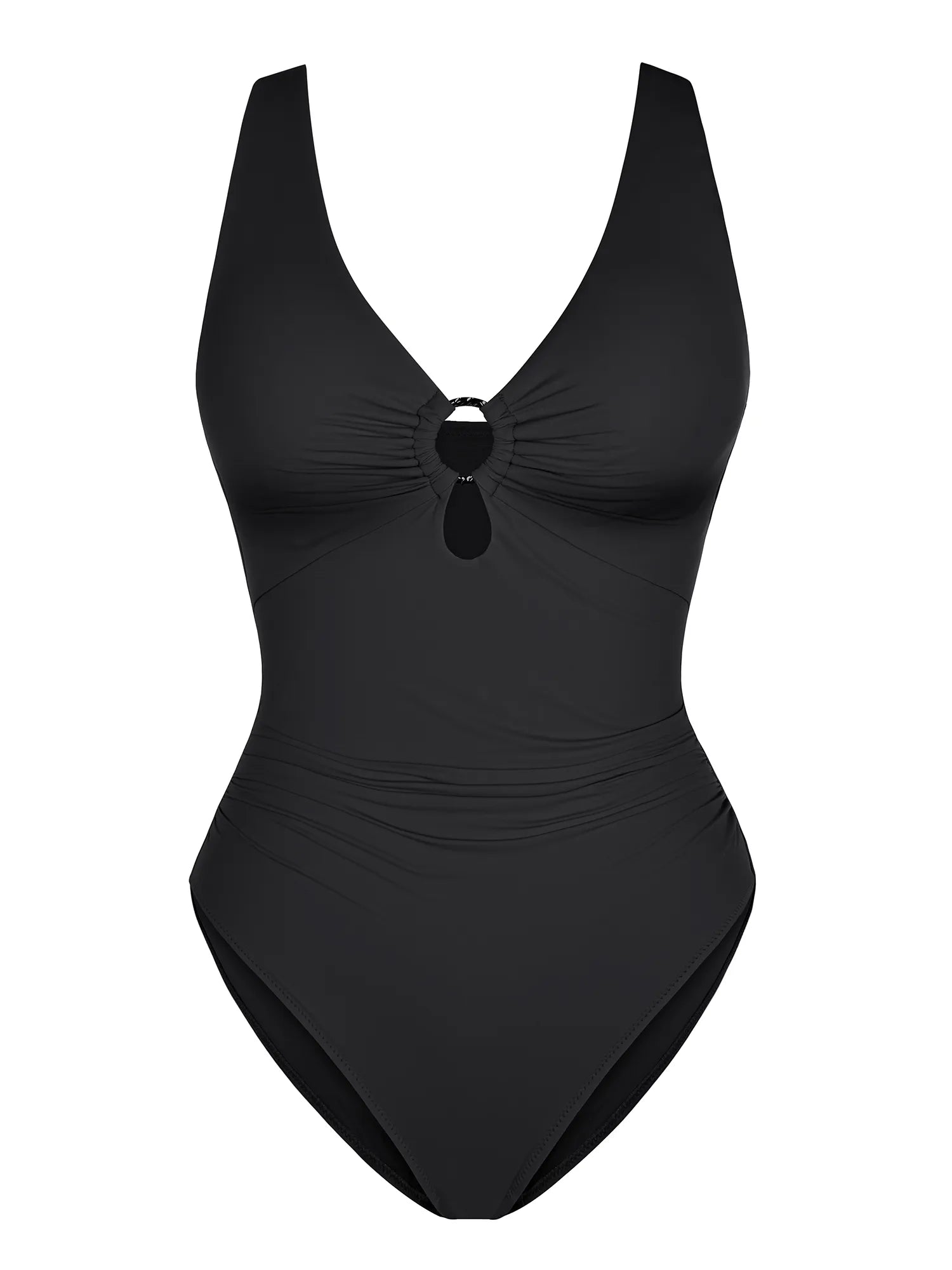 Traje de baño moldeador con fruncido y aro metálico en V profundo MyCurve