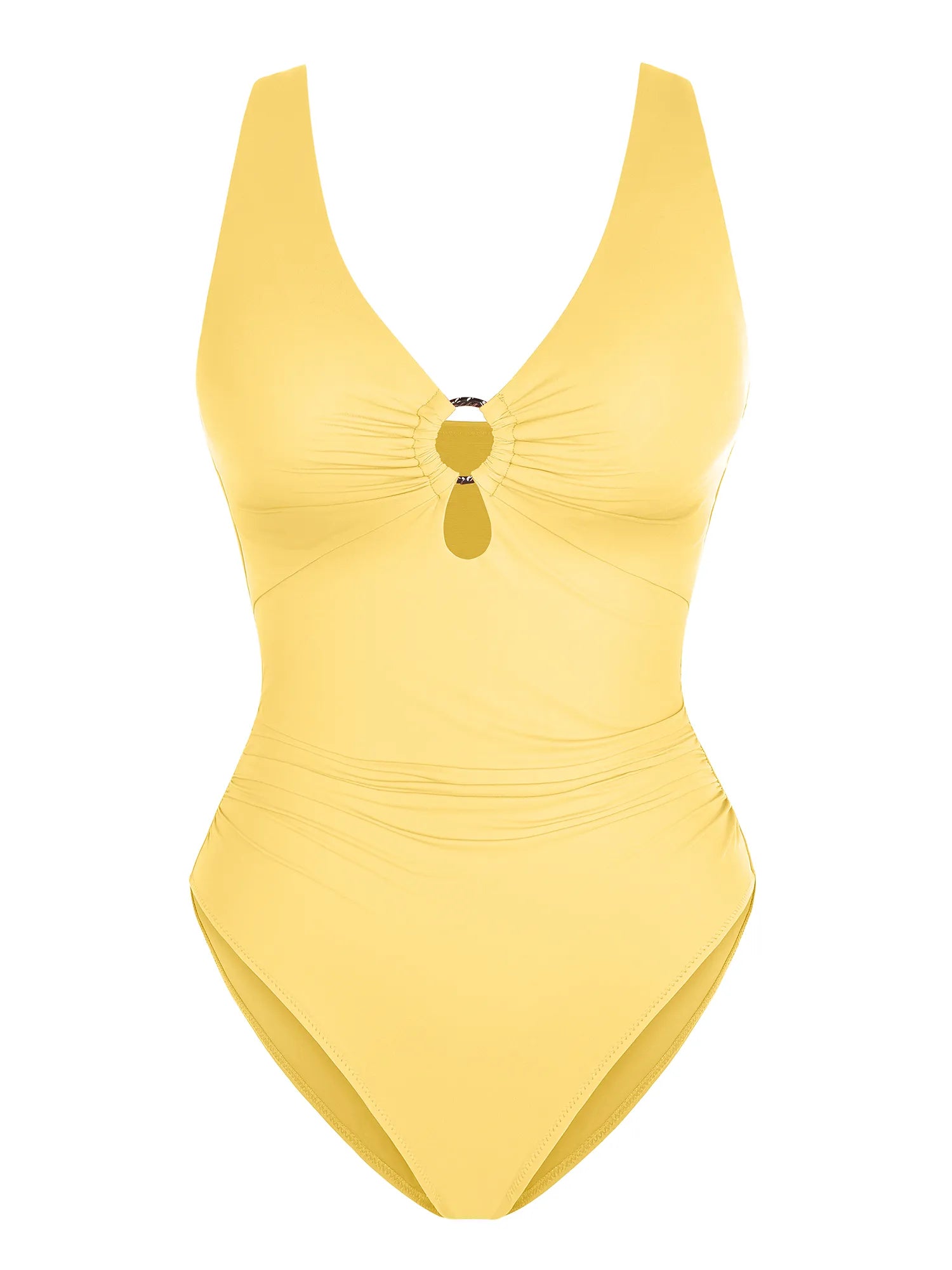 Traje de baño moldeador con fruncido y aro metálico en V profundo MyCurve