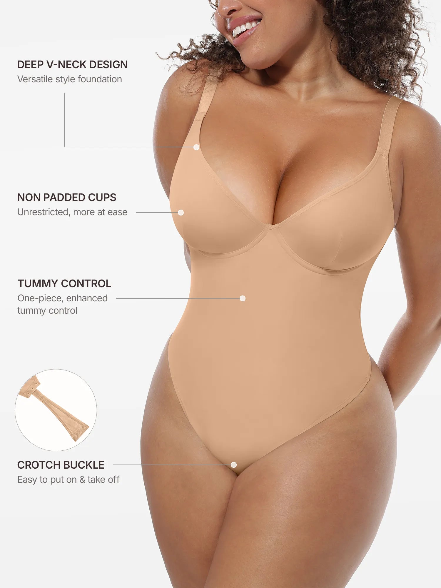 MyCurve Deep V-Neck Shapewear Bodysuit