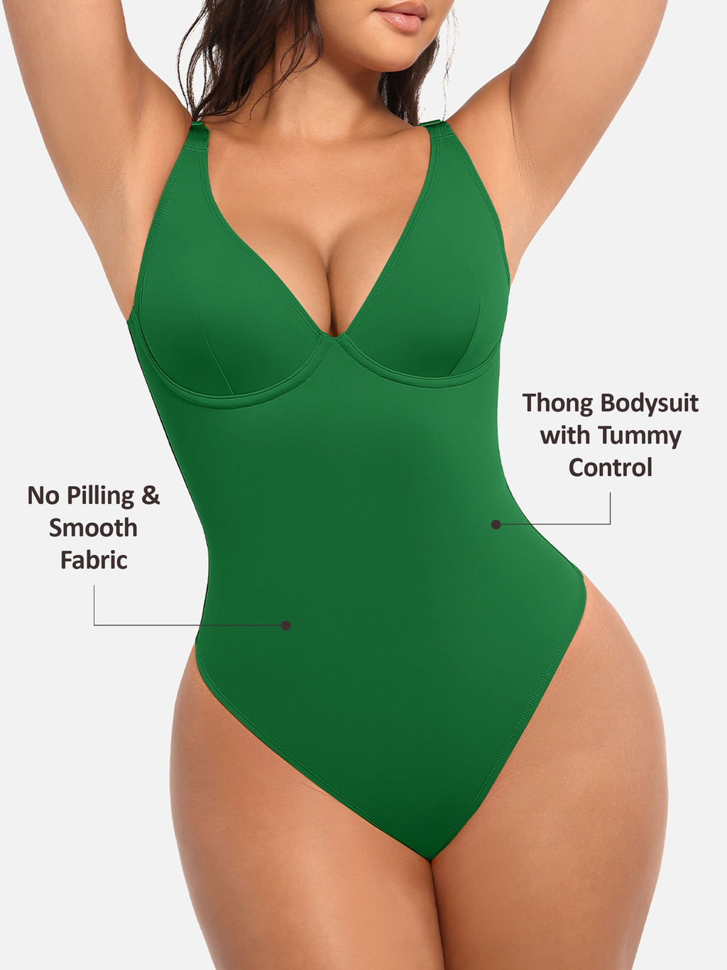MyCurve Deep V Neck Tummy Control Shapewear Bodysuit