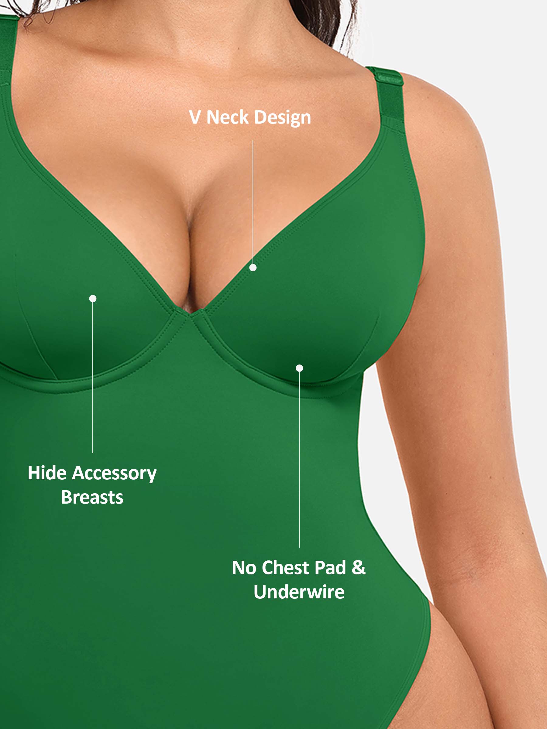 MyCurve Deep V Neck Tummy Control Shapewear Bodysuit