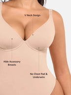 MyCurve Deep V Neck Tummy Control Shapewear Bodysuit