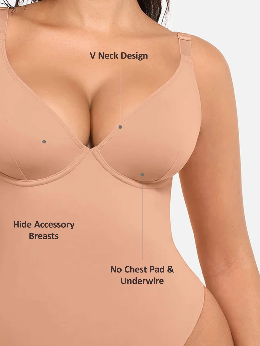 MyCurve Deep V Neck Tummy Control Shapewear Bodysuit