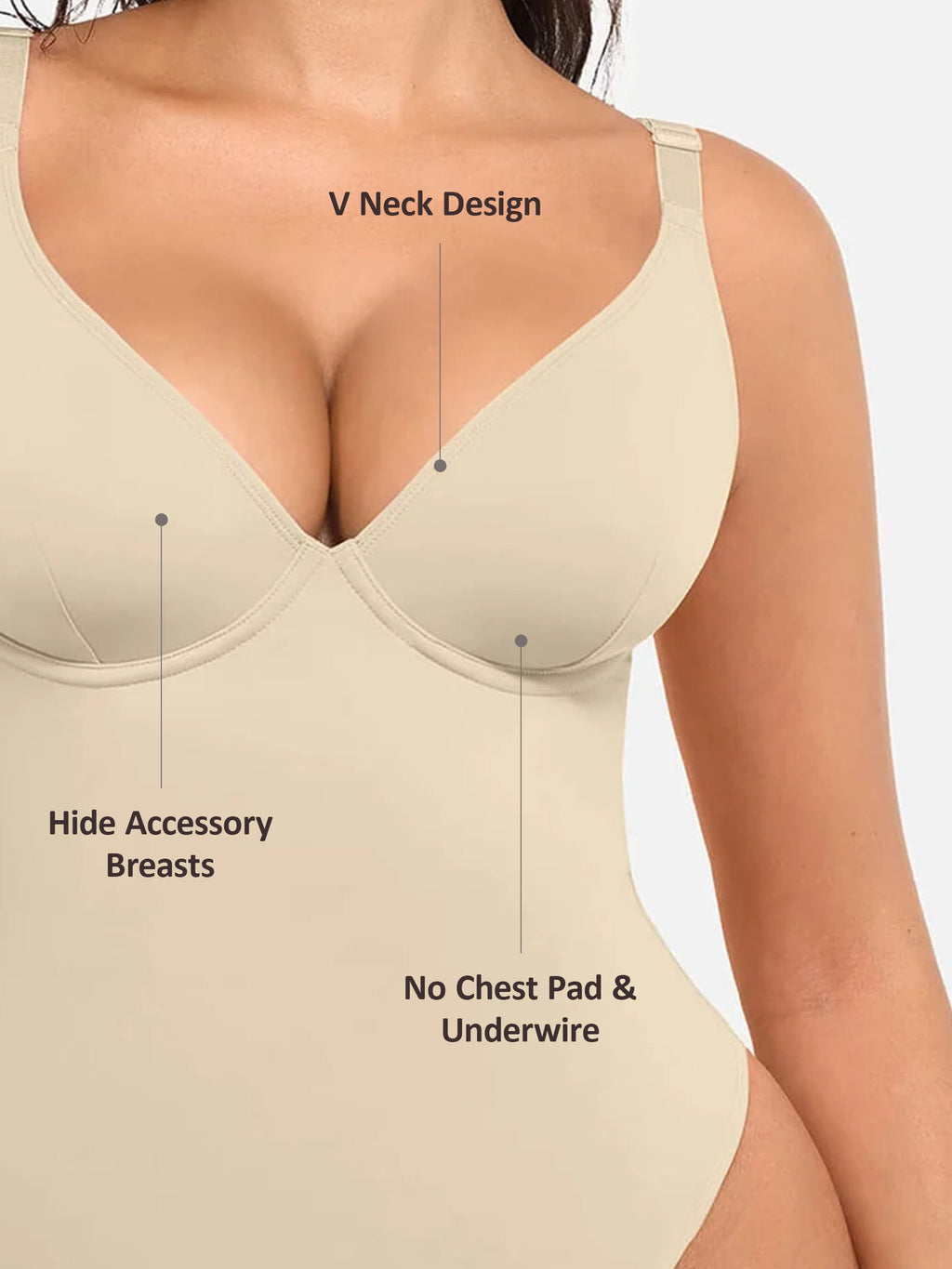 MyCurve Deep V Neck Tummy Control Shapewear Bodysuit