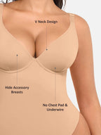 MyCurve Deep V Neck Tummy Control Shapewear Bodysuit