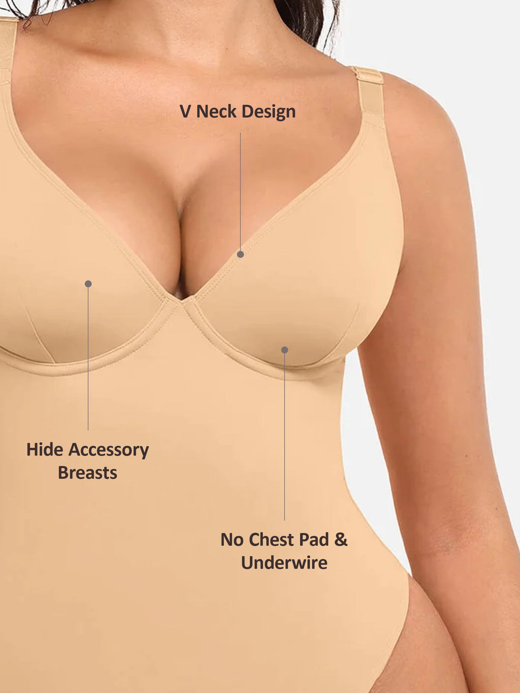 MyCurve Deep V Neck Tummy Control Shapewear Bodysuit