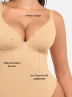 MyCurve Deep V Neck Tummy Control Shapewear Bodysuit