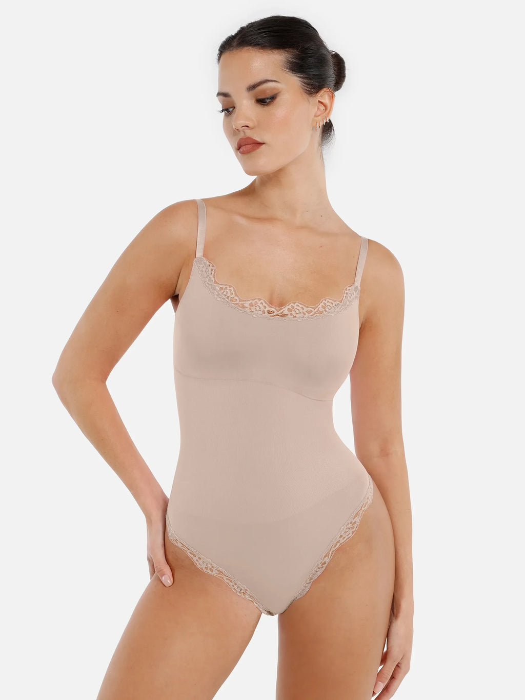 MyCurve Lace Tight-Fit Seamless Thong Shapewear Bodysuit