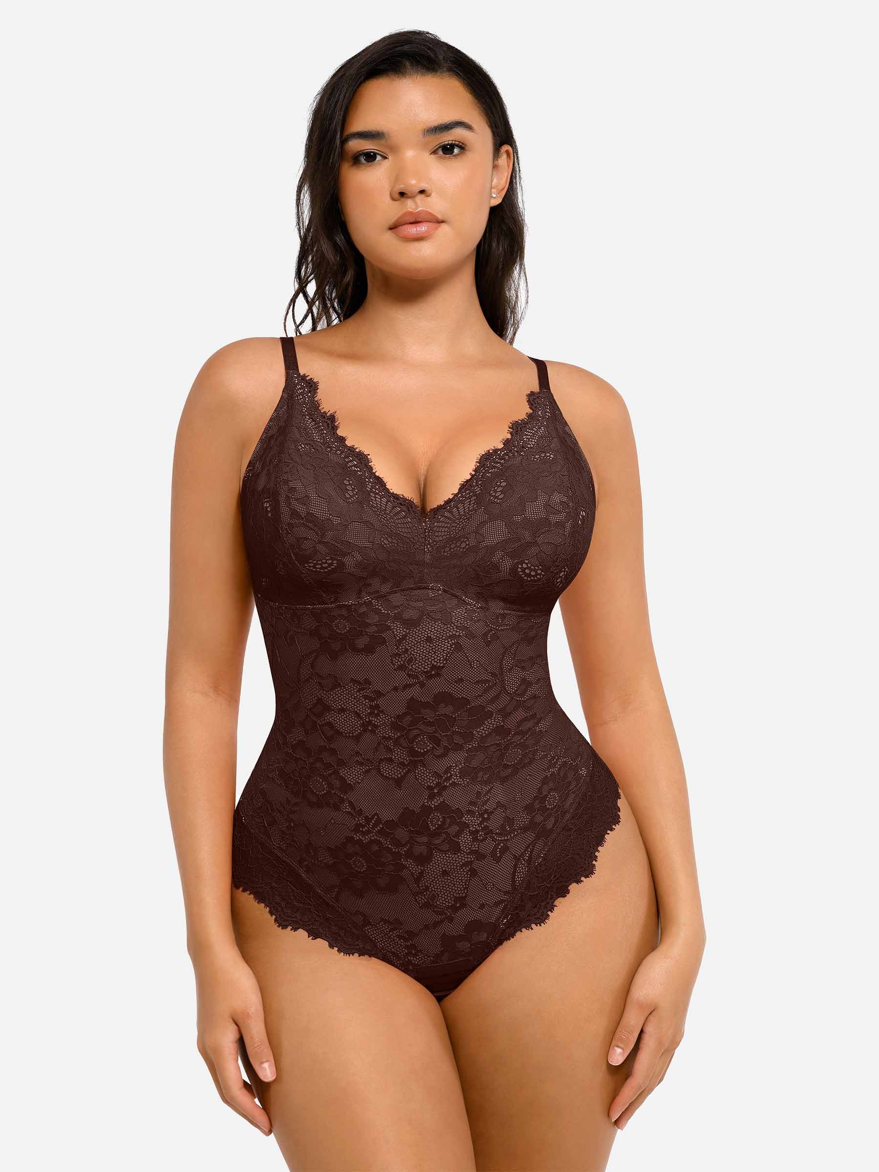 MyCurve Lace V Neck Full Bodysuit