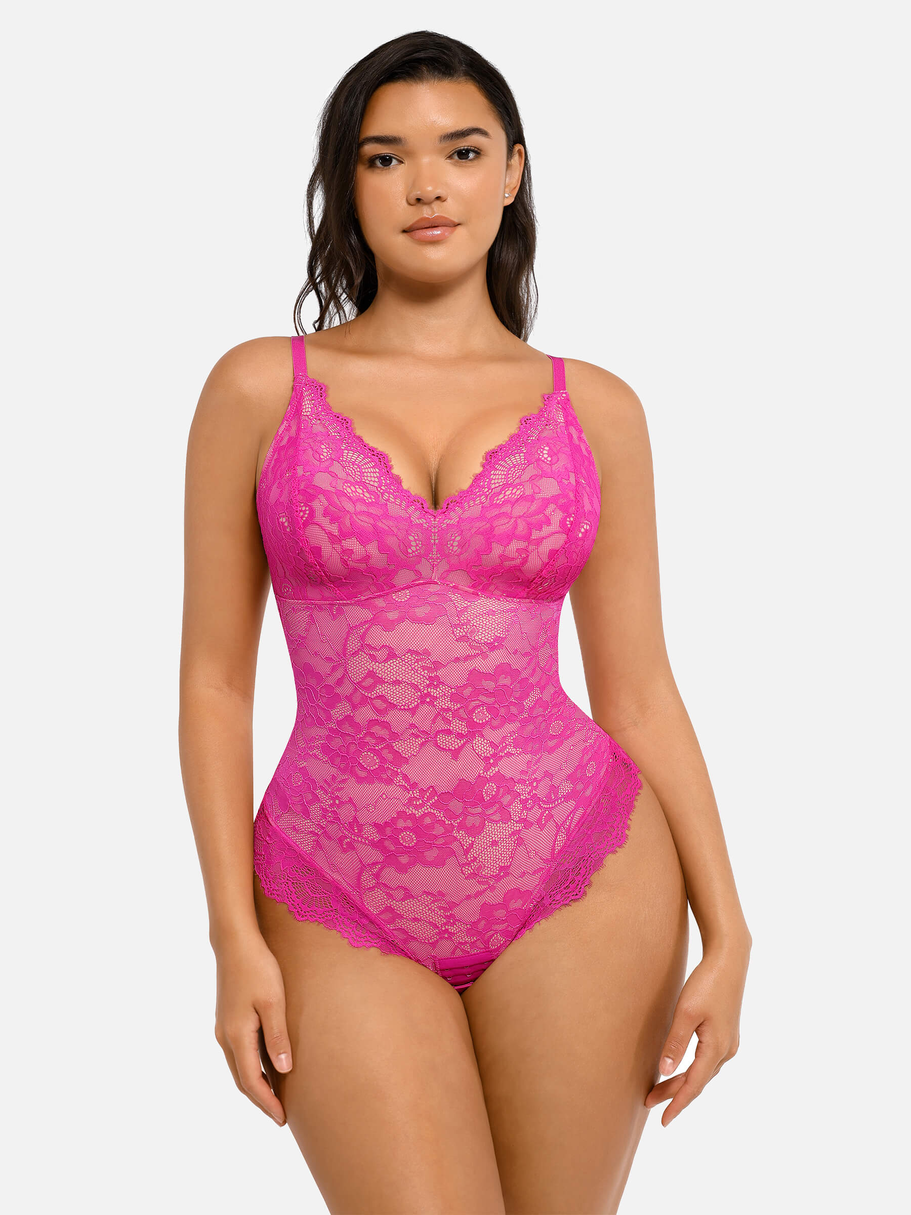 MyCurve Lace V Neck Full Bodysuit