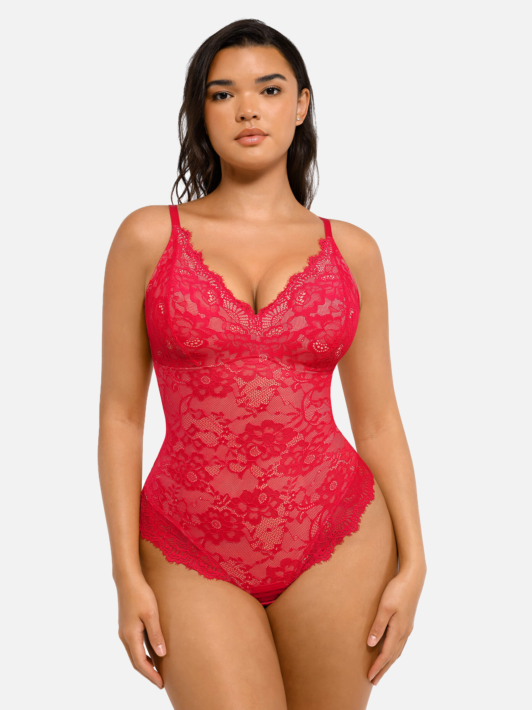 MyCurve Lace V Neck Full Bodysuit