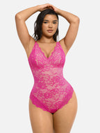 Body de tanga con escote en V y encaje MyCurve