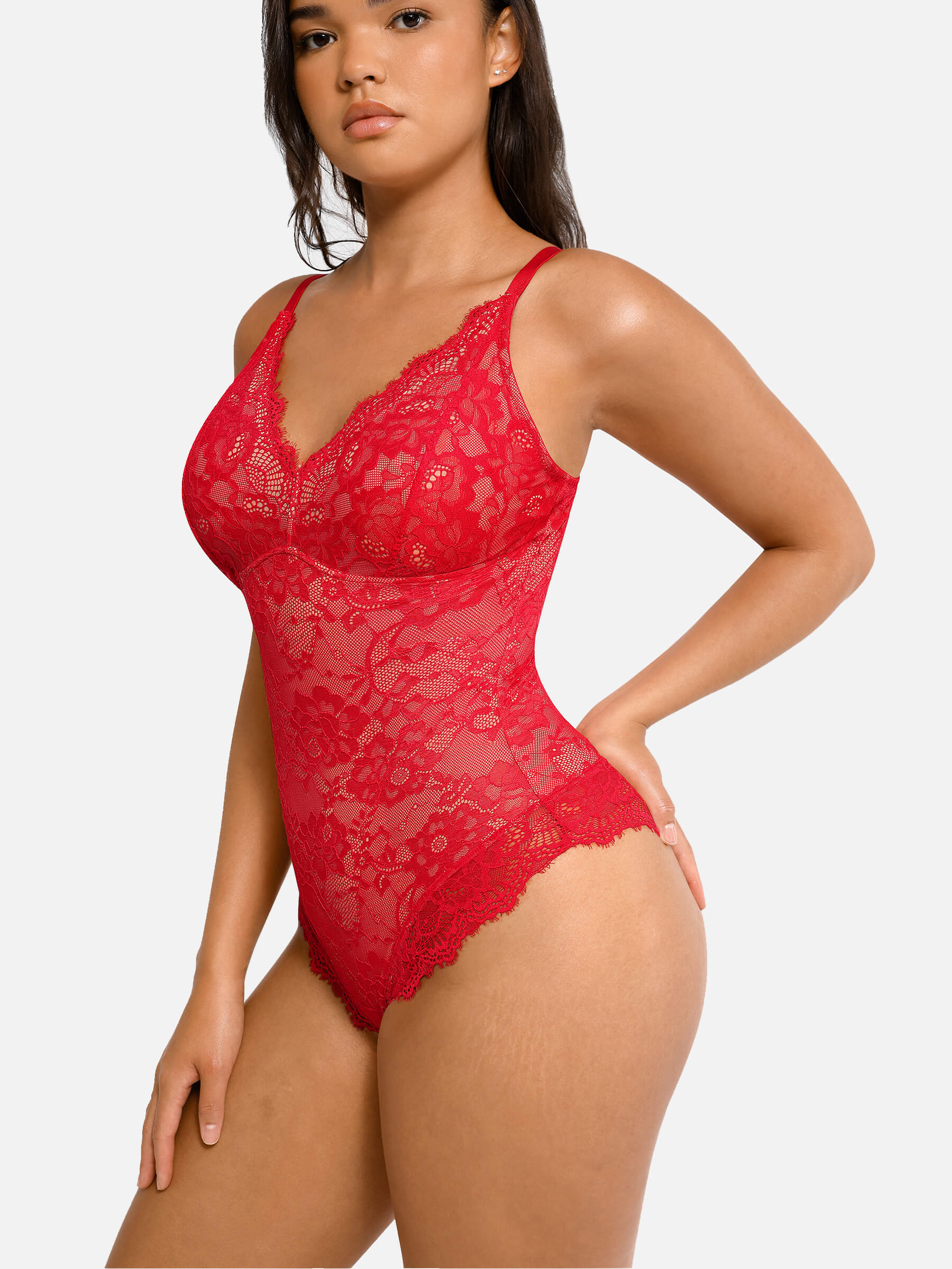 MyCurve Lace V Neck Full Bodysuit